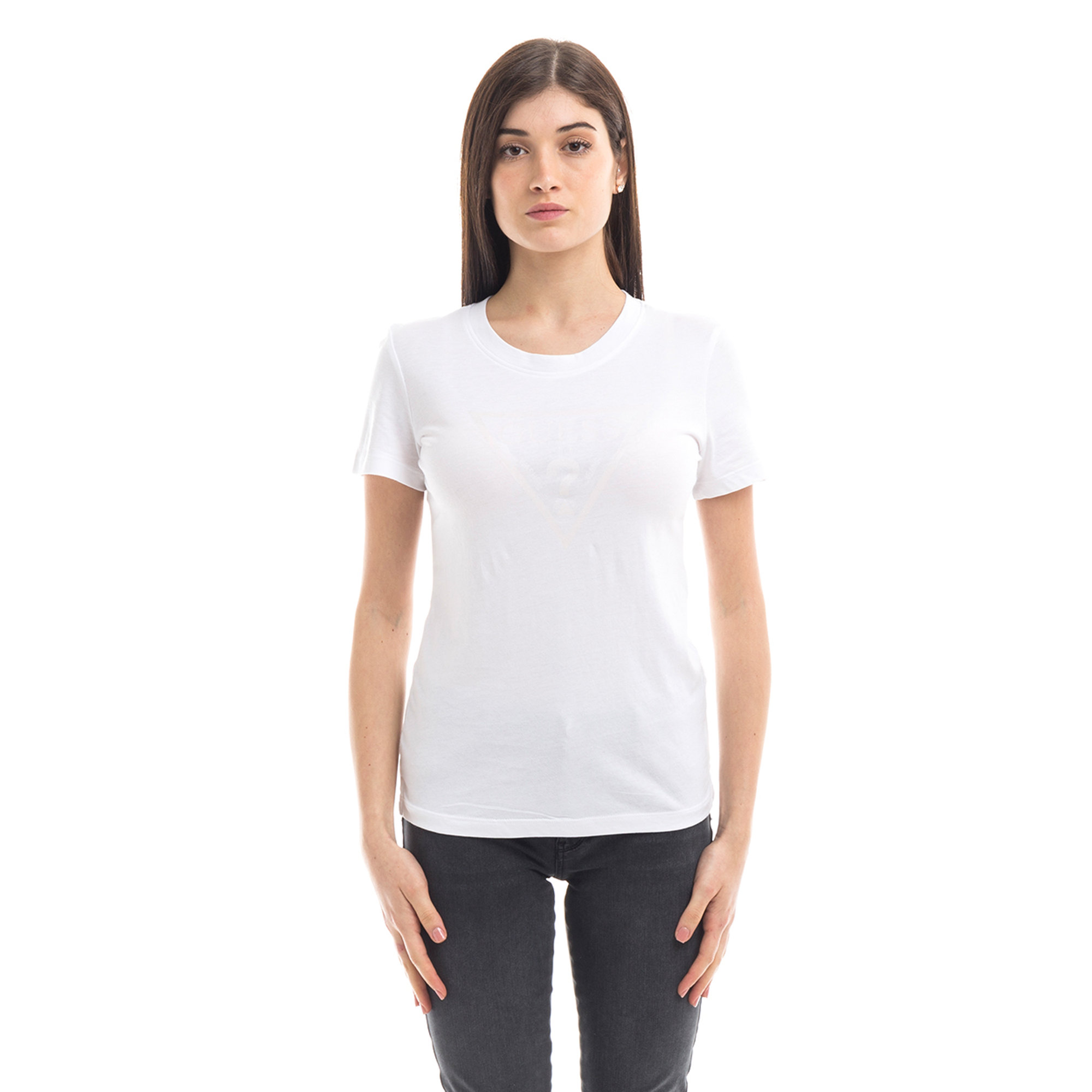 T-shirt girocollo con logo bianca Guess  vista0