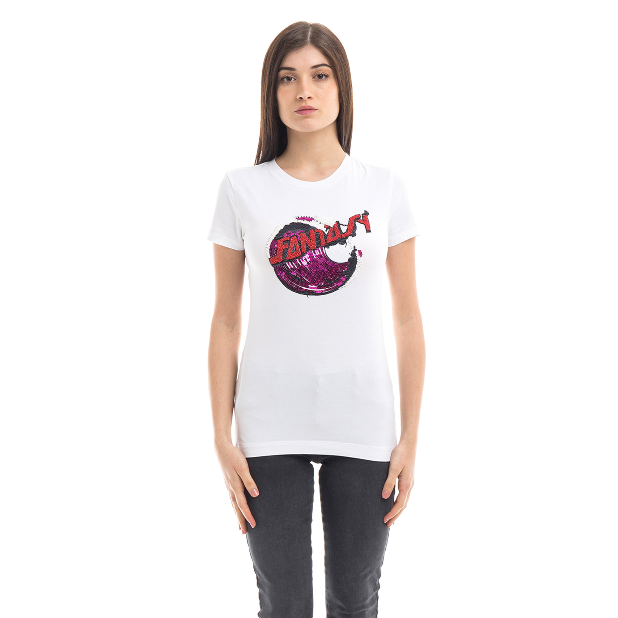 T-shirt con paillettes bianca Guess  vista0