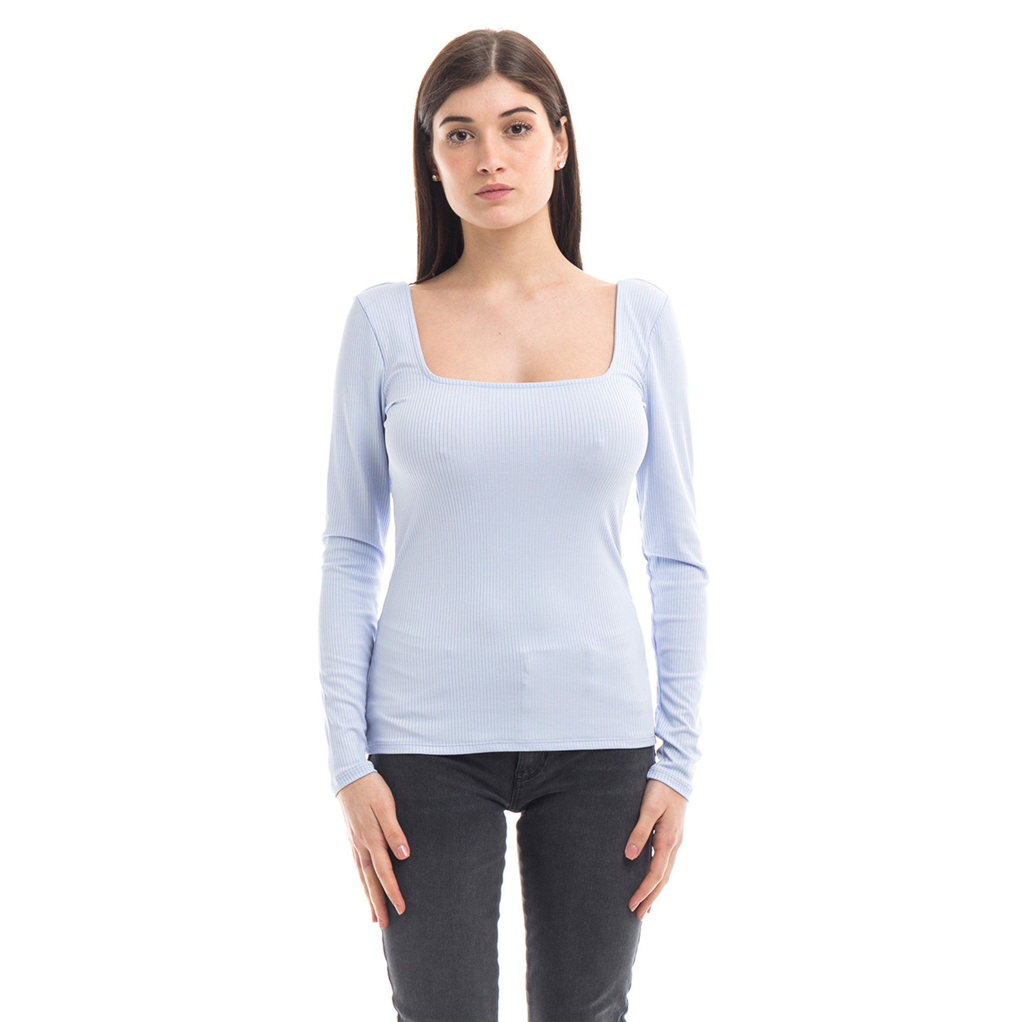 Maglia a costine azzurra Guess  vista0