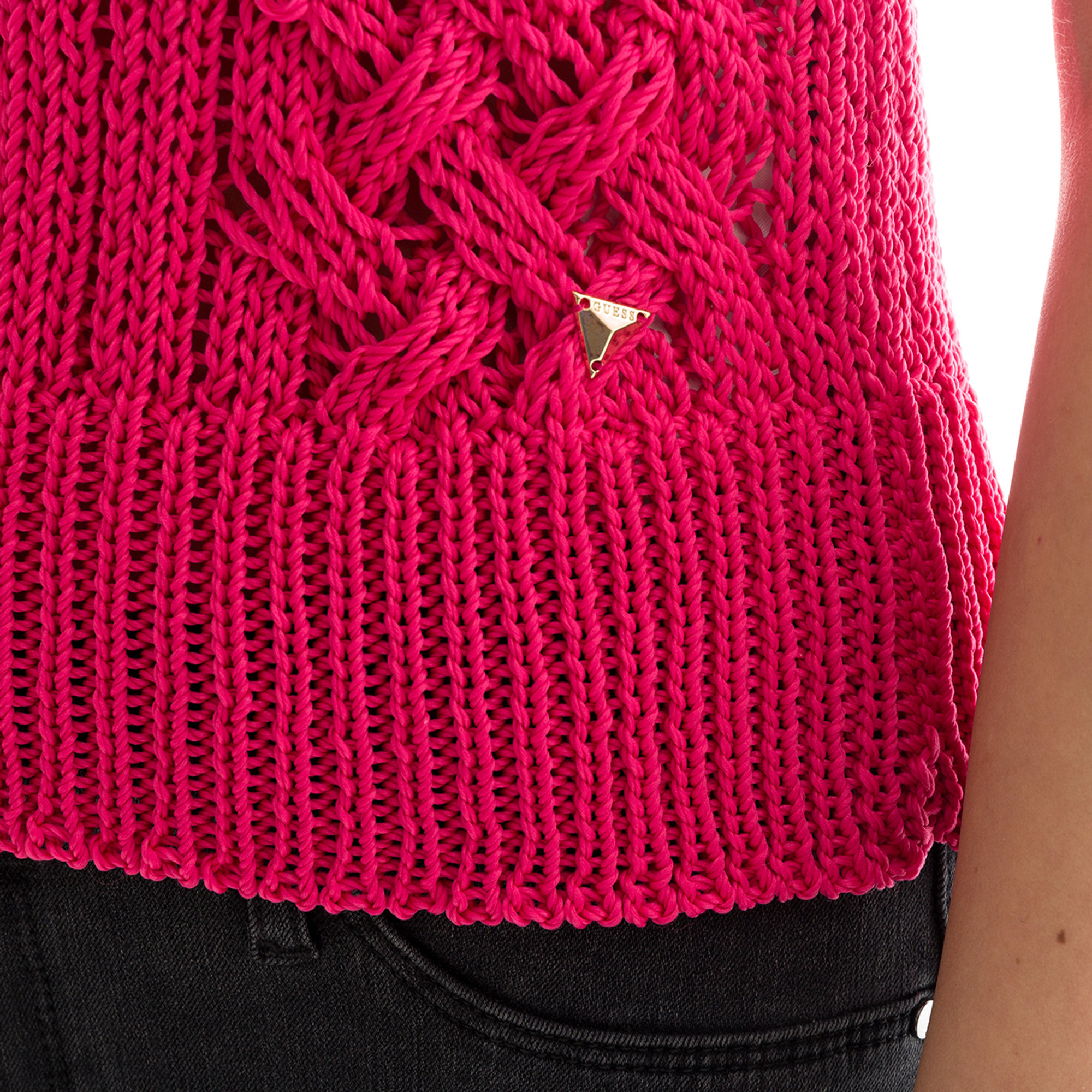 Top lavorato a maglia fucsia Guess  vista2