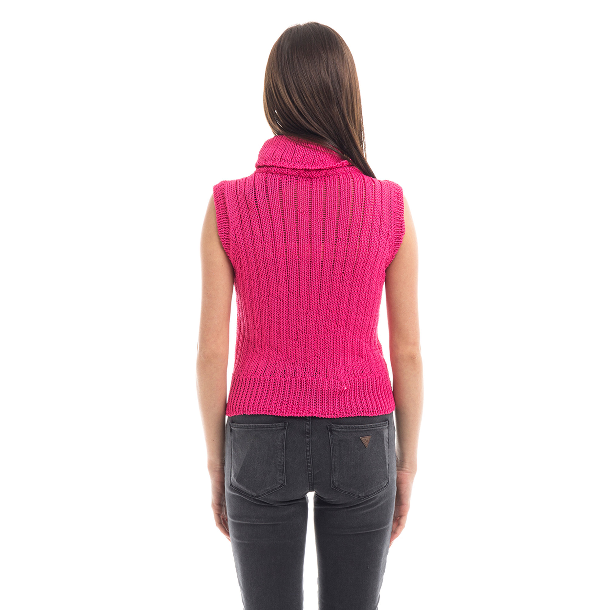 Top lavorato a maglia fucsia Guess  vista3