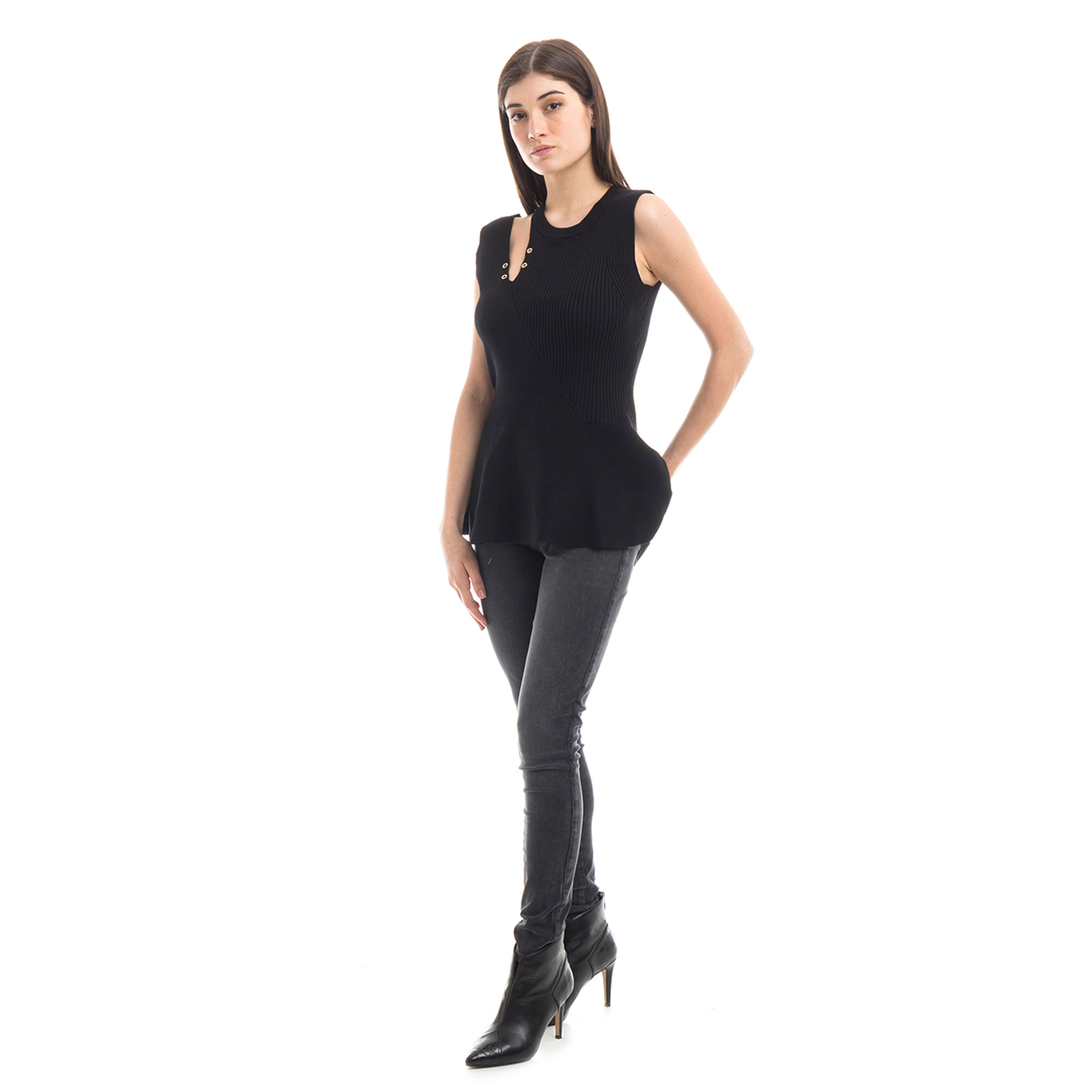 Top asimmetrico nero Guess  vista1