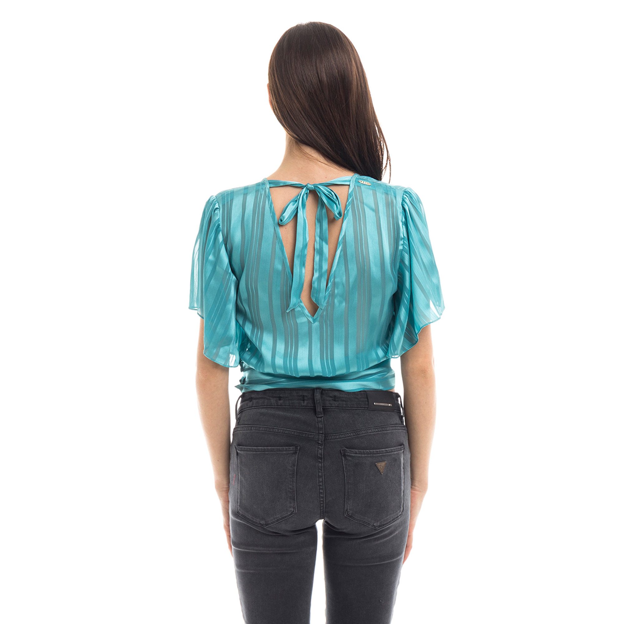 Blusa con fiocco sul retro verde marino Guess  vista2