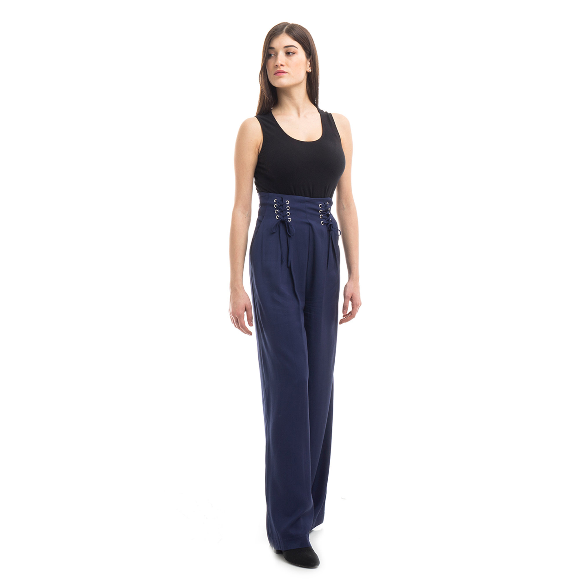 Pantaloni con dettaglio corsetto blu Guess  vista1