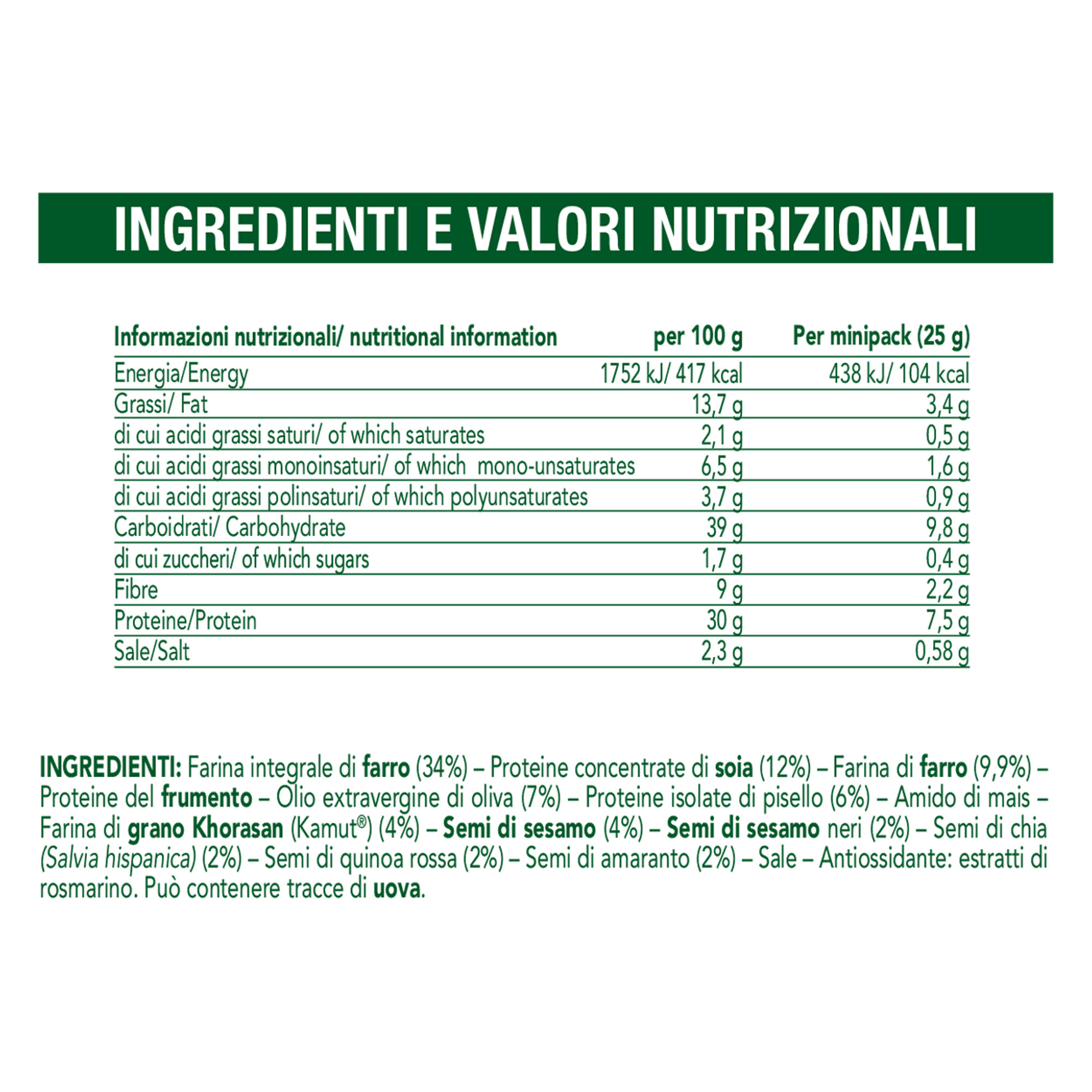 20 monoporzioni da 25 gr - Cracker Sesamo e Chia Enervit vista1