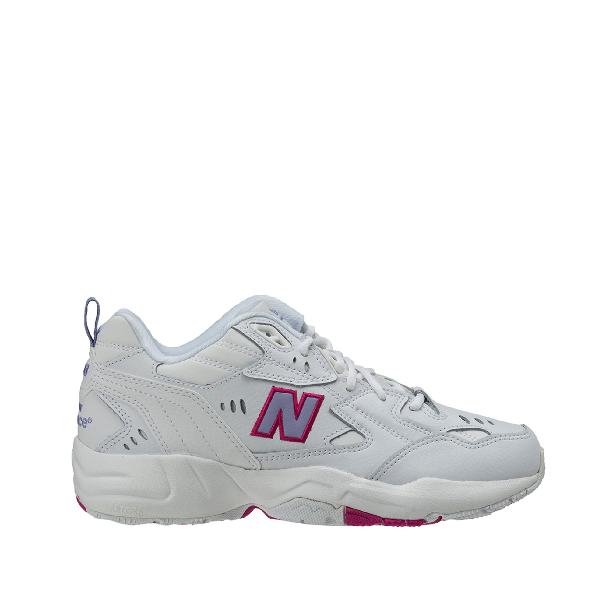 Sneakers 608 bianche e lilla New Balance vista0