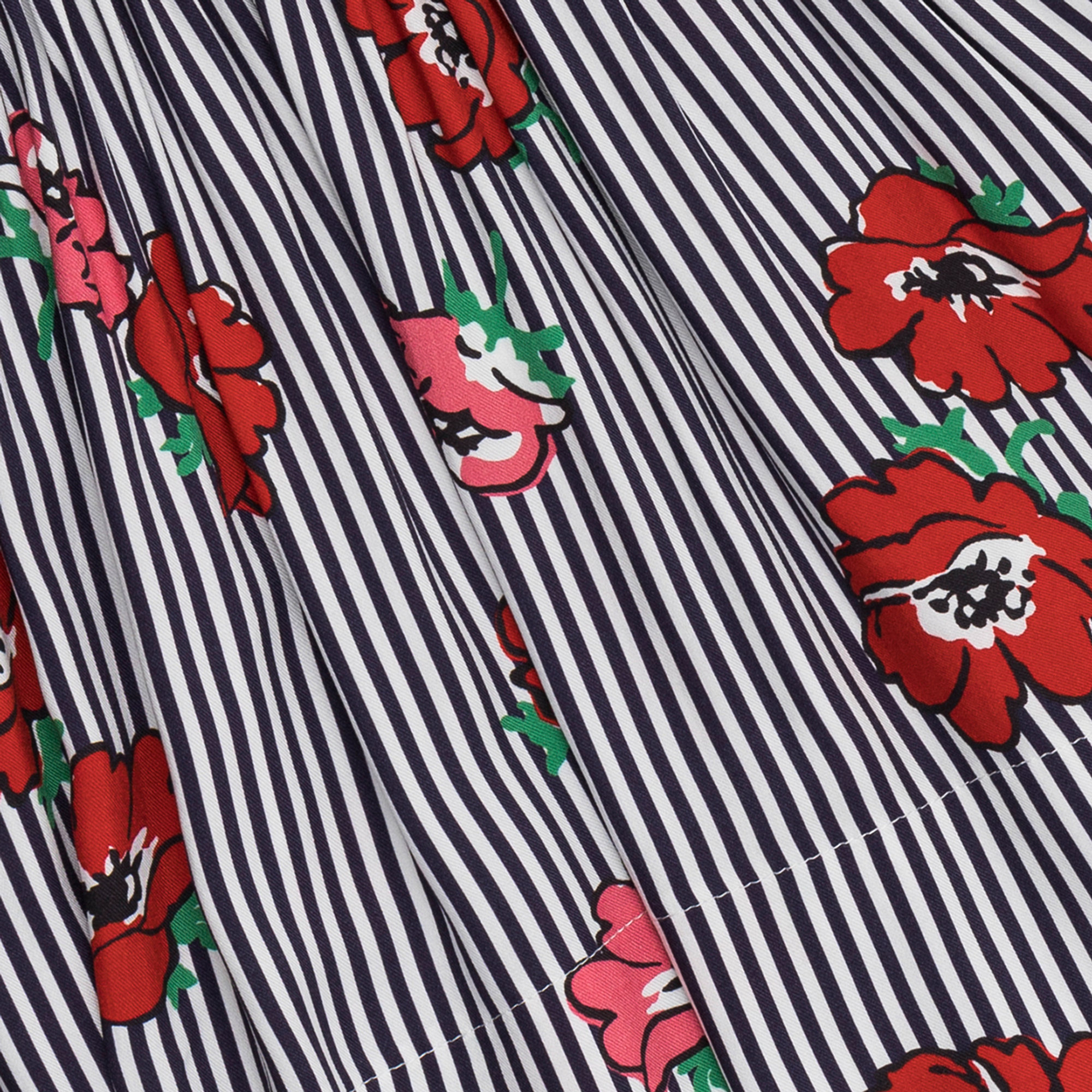Abito a righe con fiori colorati, incrociato davanti Dixie vista2