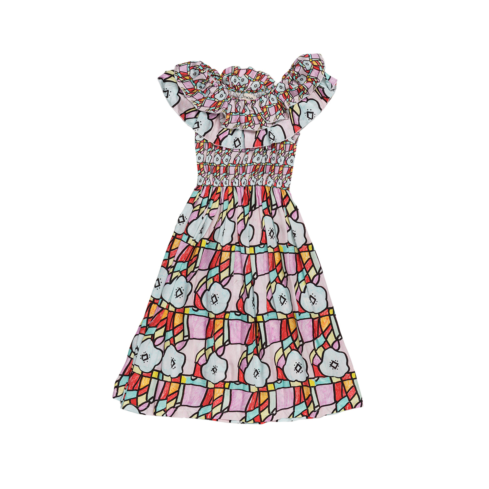 Abito fantasia multicolor Dixie vista1