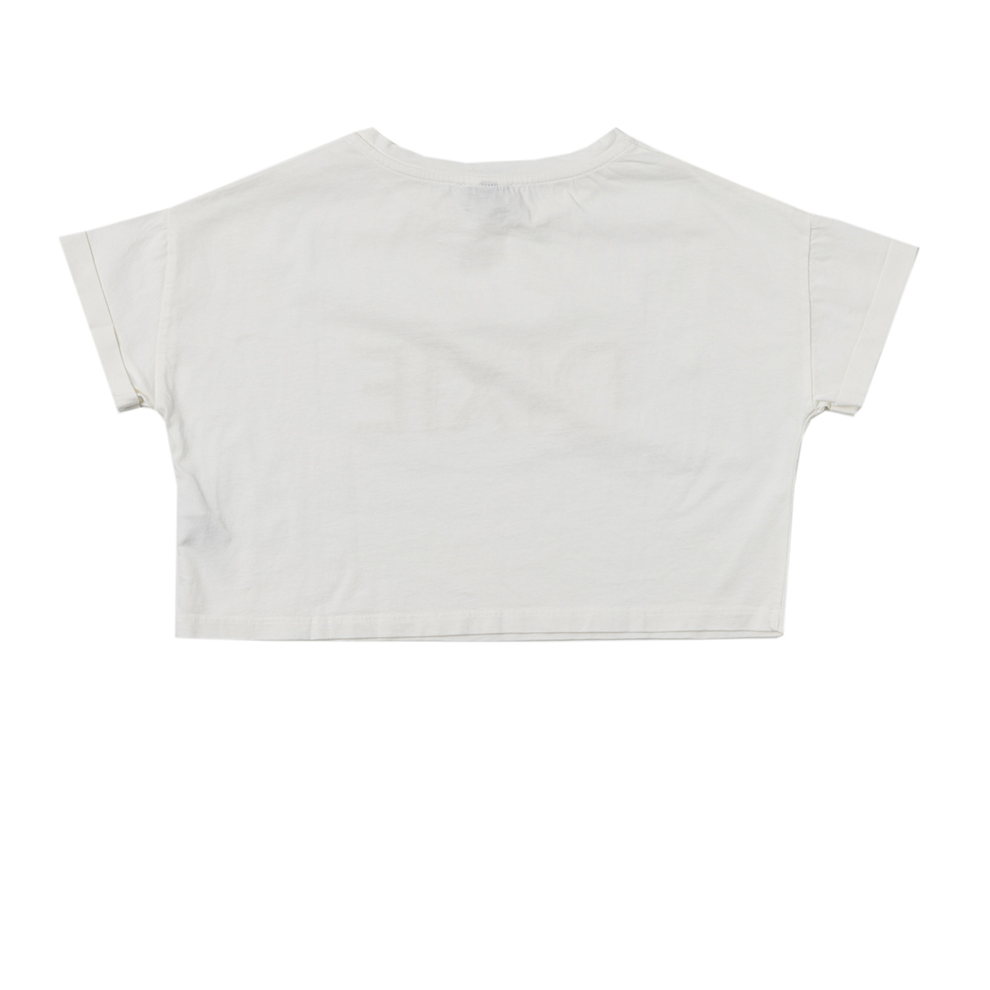 Crop top a maniche corte bianco con logo traforato Dixie vista1