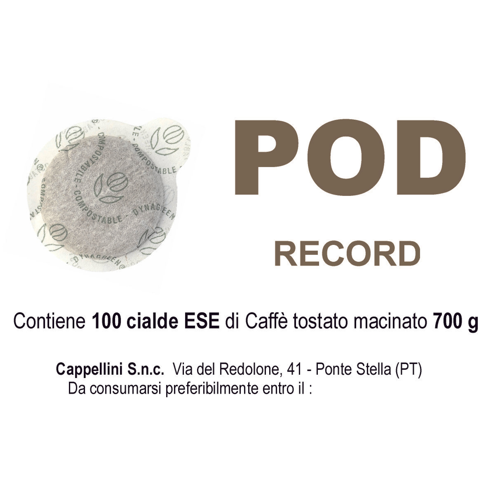 2 confezioni da 100 cialde ESE - Miscela Record Cappellini Caffè vista1