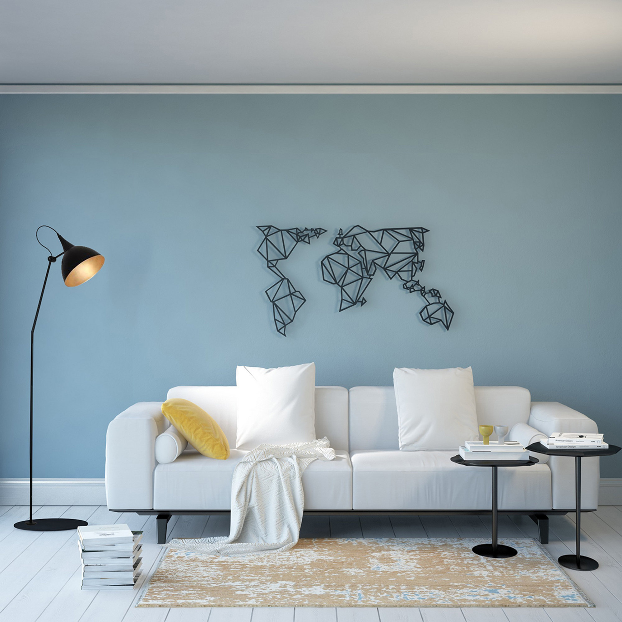 Decorazione da parete Mappa Mondo, nero Decora la tua casa vista2