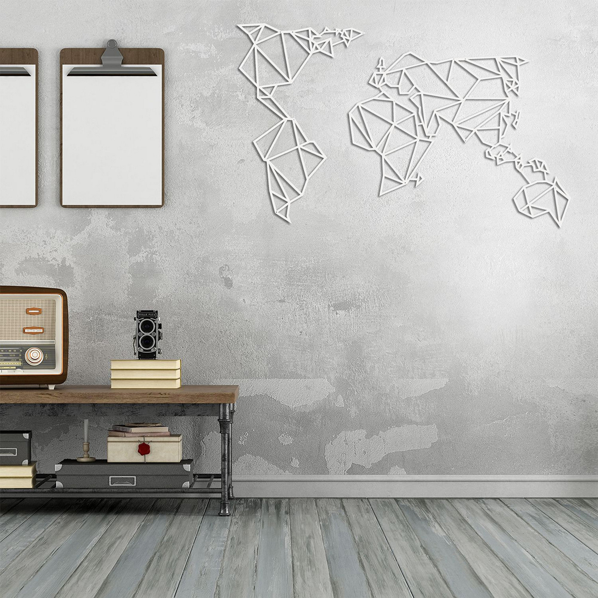 Decorazione da parete Mappa Mondo, bianco Decora la tua casa vista10