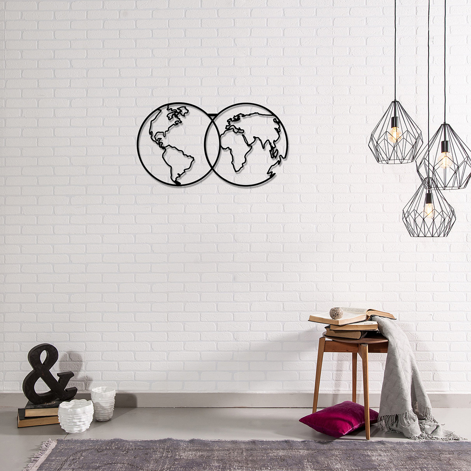 Decorazione da parete Mappa Mondo 9, nero Decora la tua casa vista1