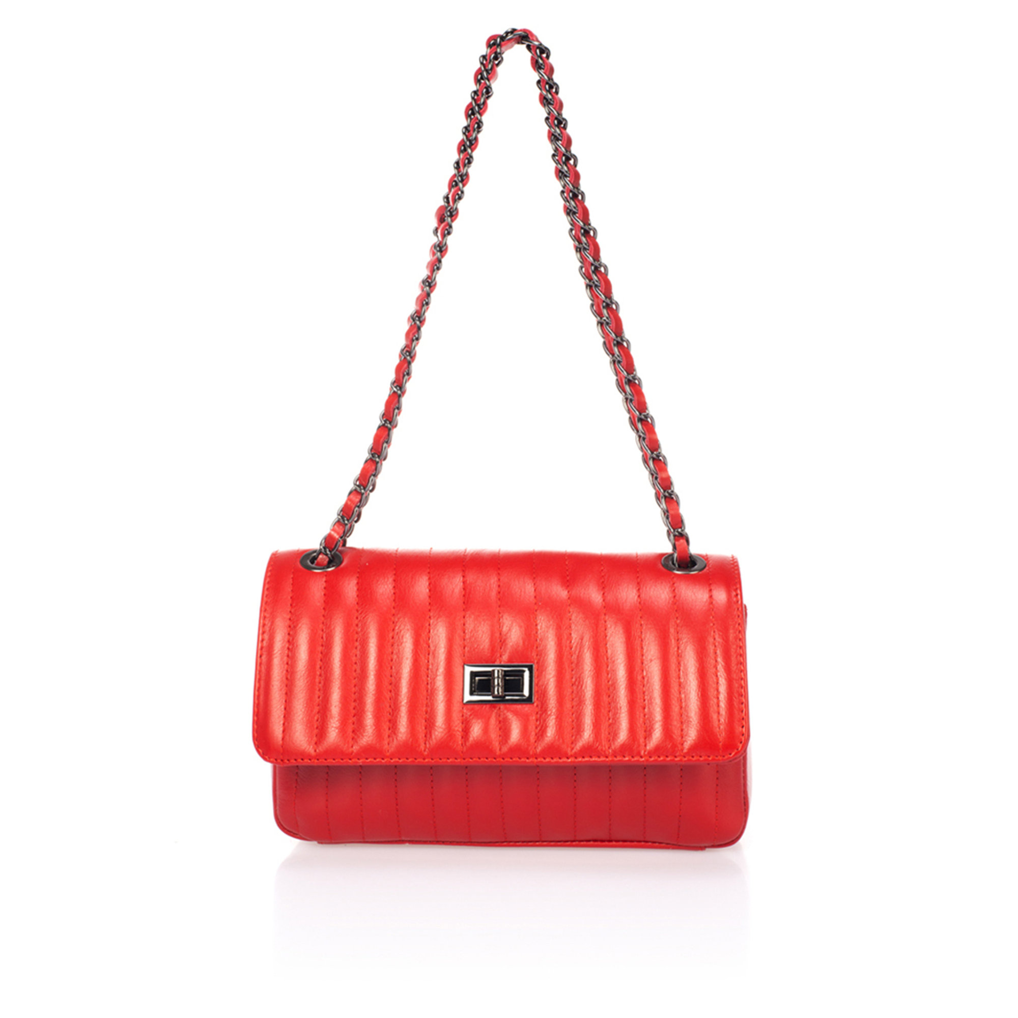 Borsa a spalla trapuntata rossa Markese vista0