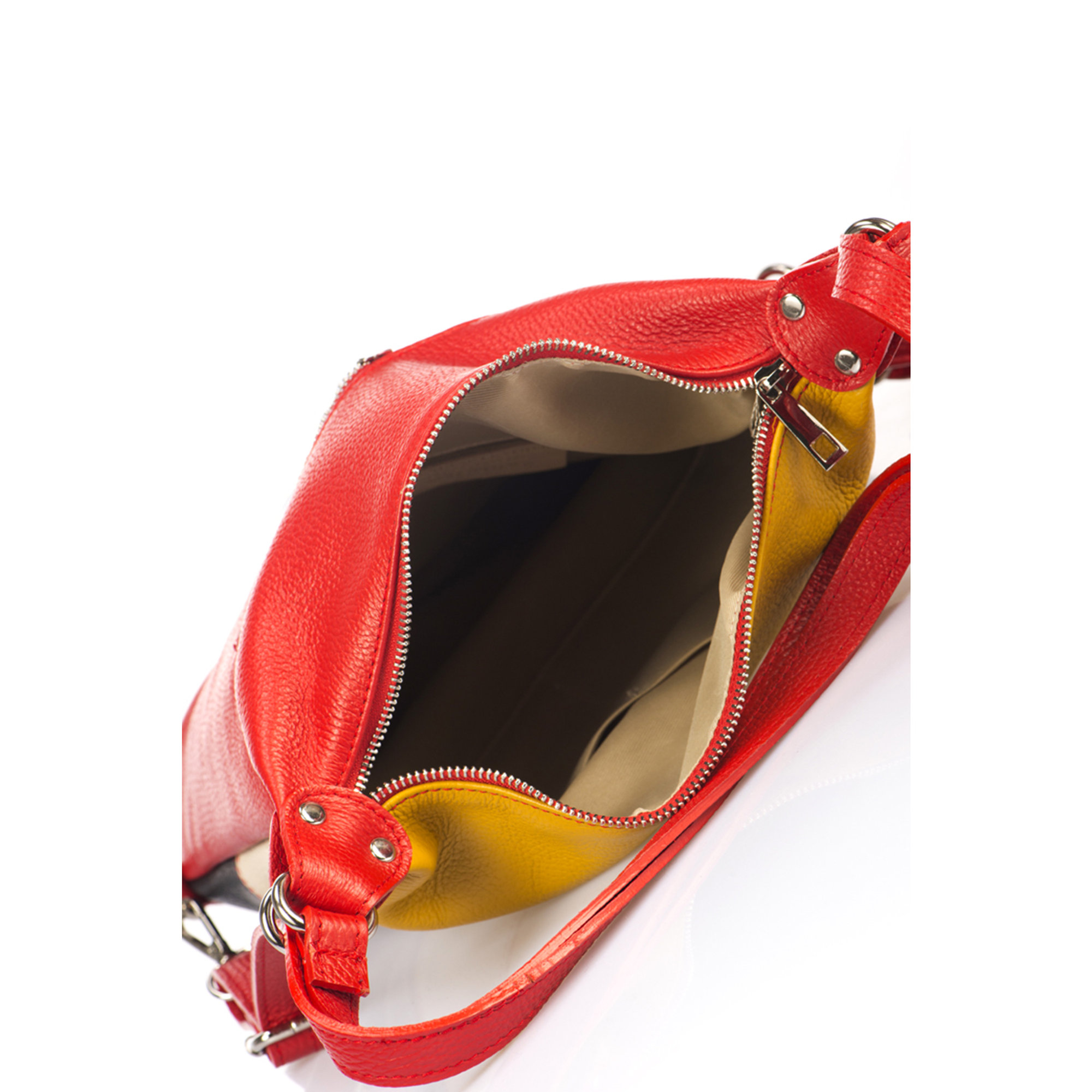 Borsa a spalla color block gialla bianca e nera Markese vista3