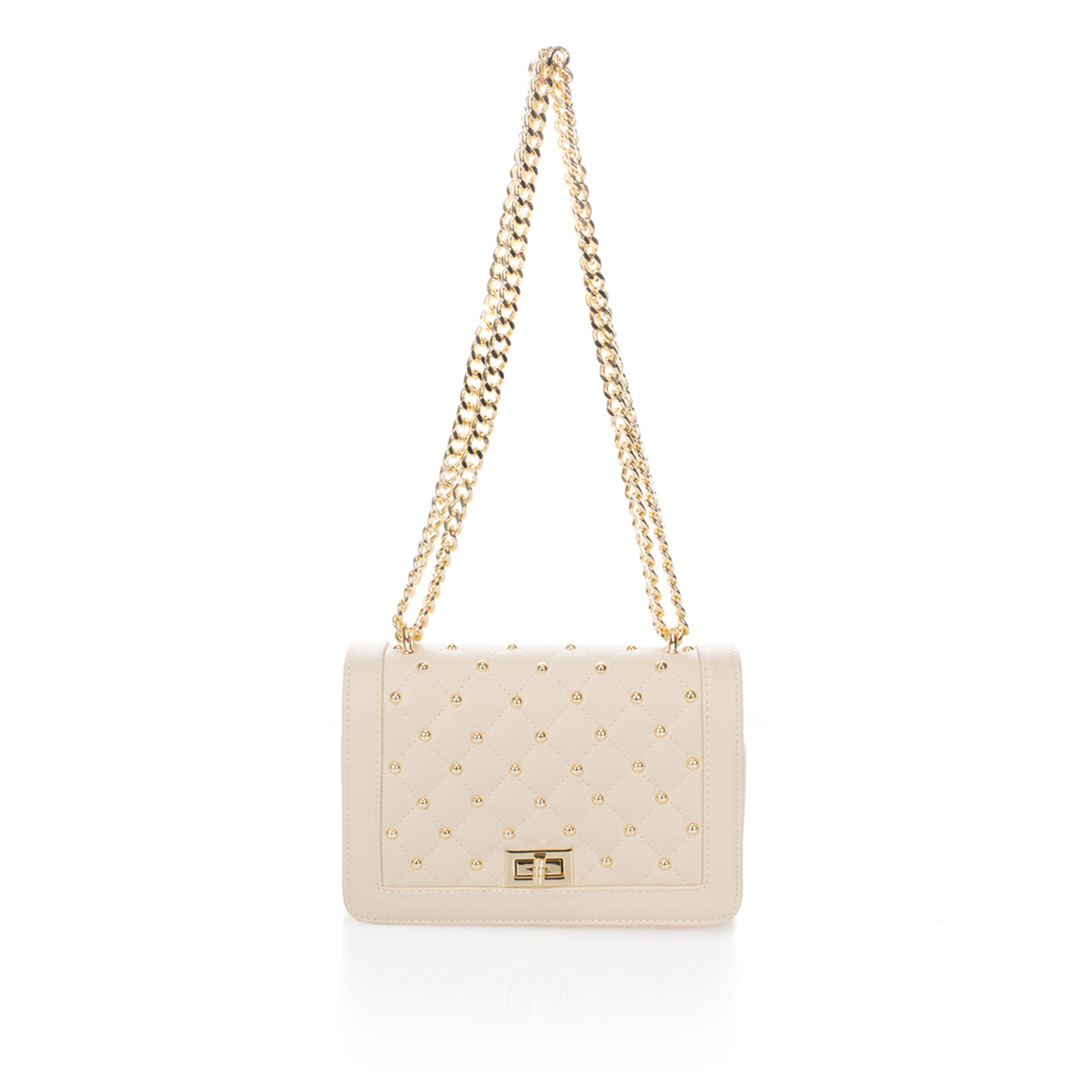 Borsa a spalla con micro borchie beige Markese vista0