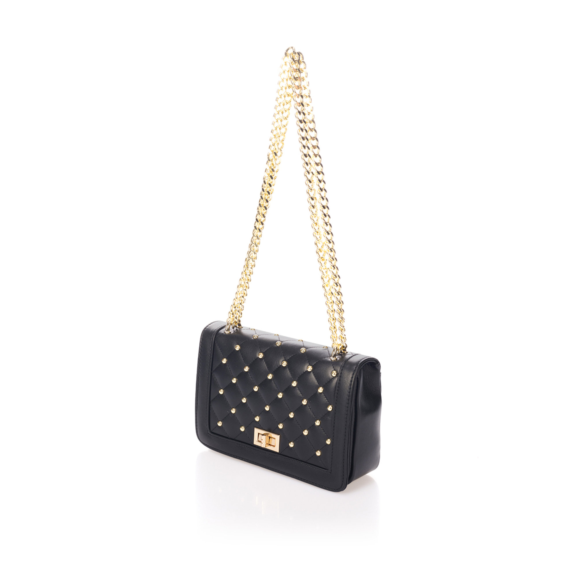 Borsa a spalla con micro borchie nera Markese vista2