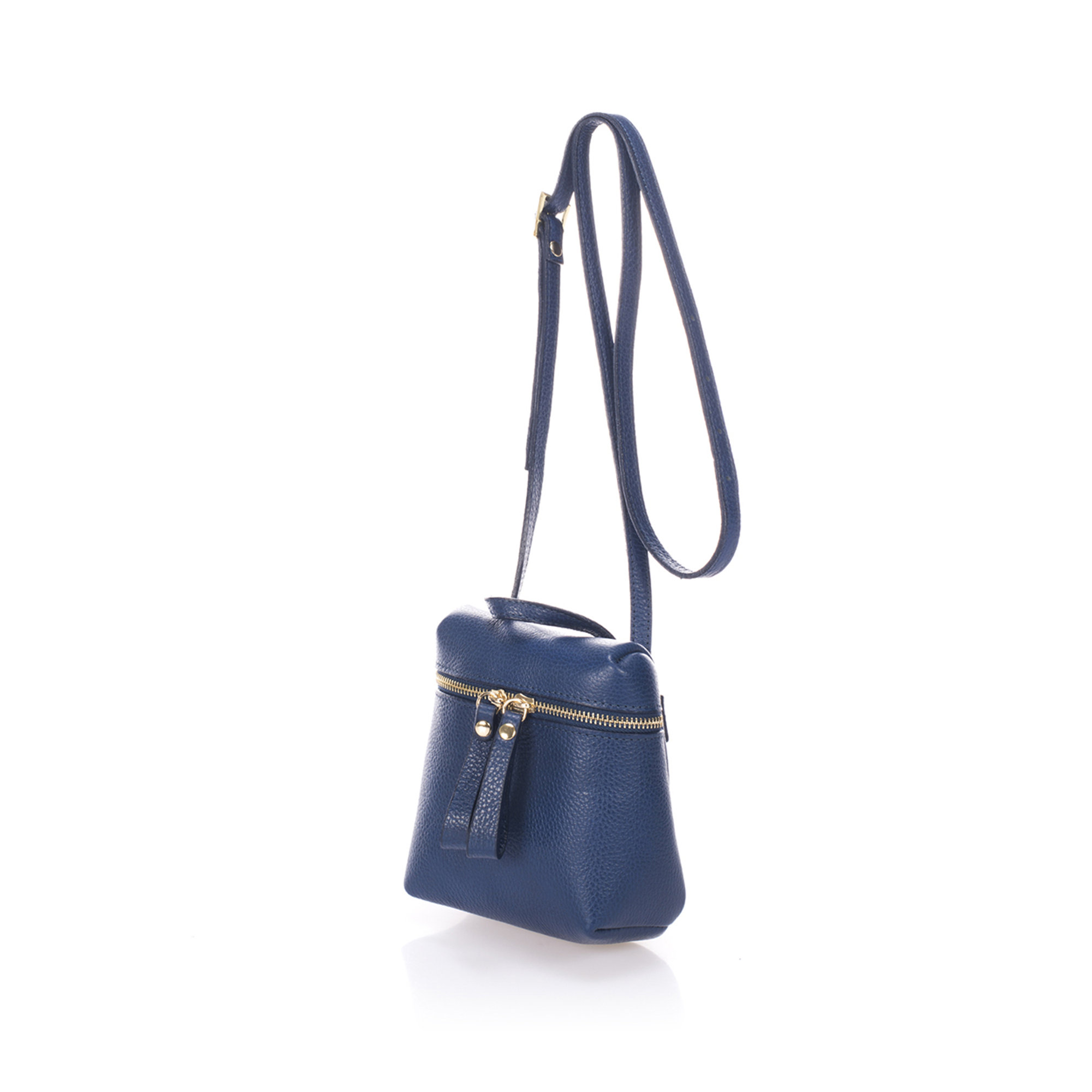 Borsa a tracolla con doppia zip blu Markese vista1