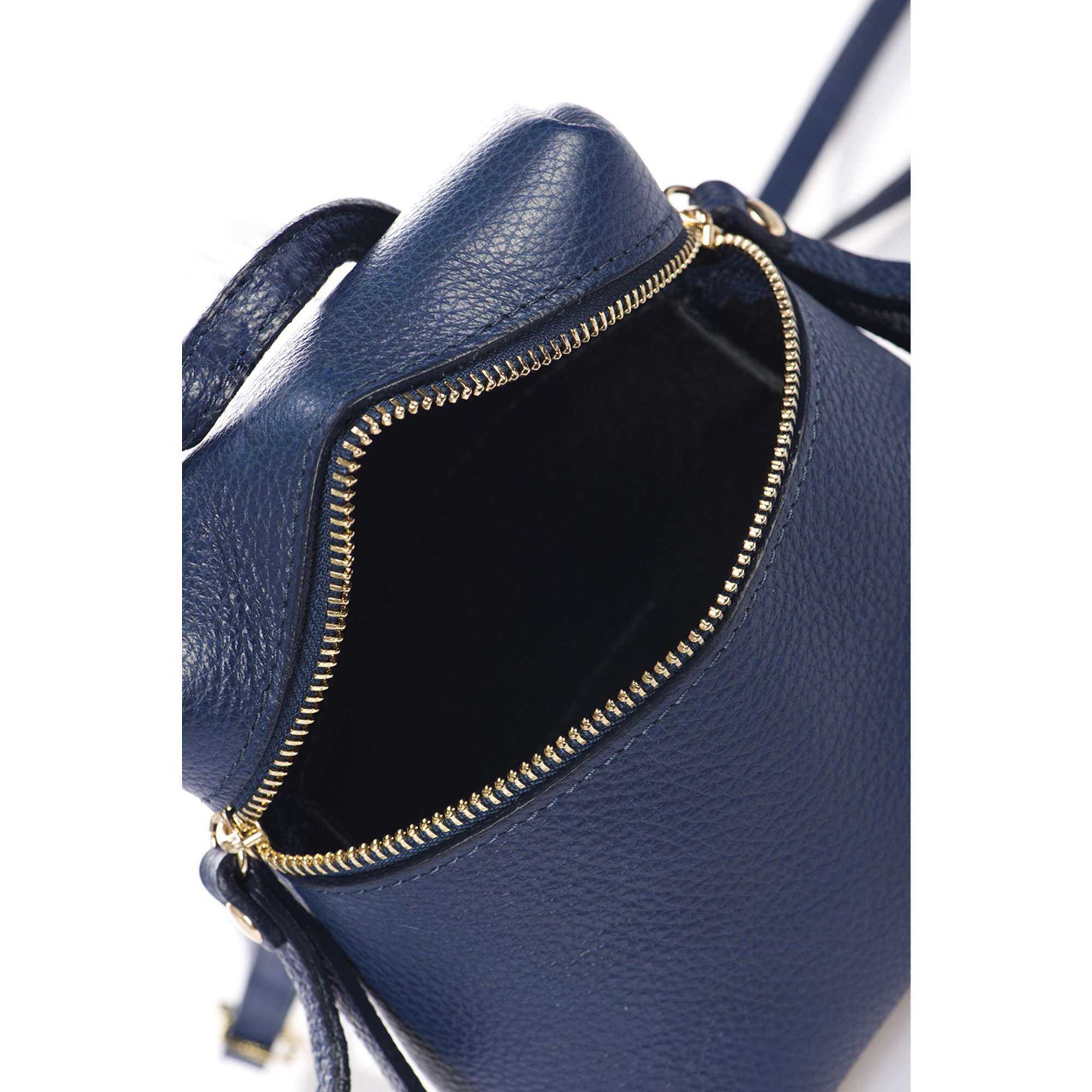Borsa a tracolla con doppia zip blu Markese vista3