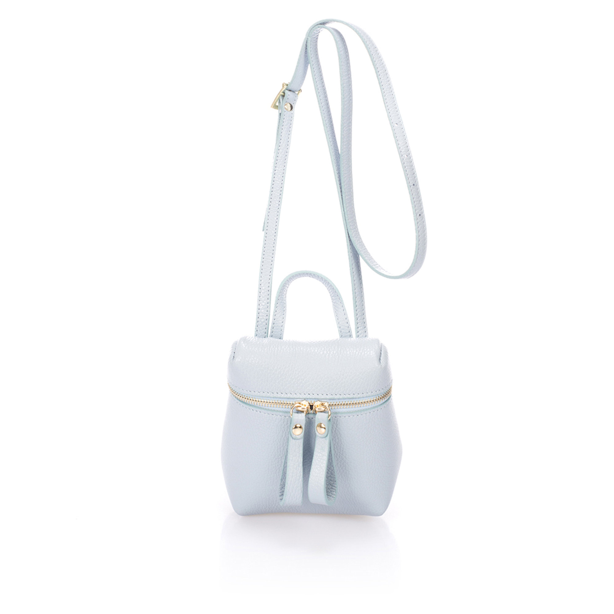 Borsa a tracolla con doppia zip celeste Markese vista0
