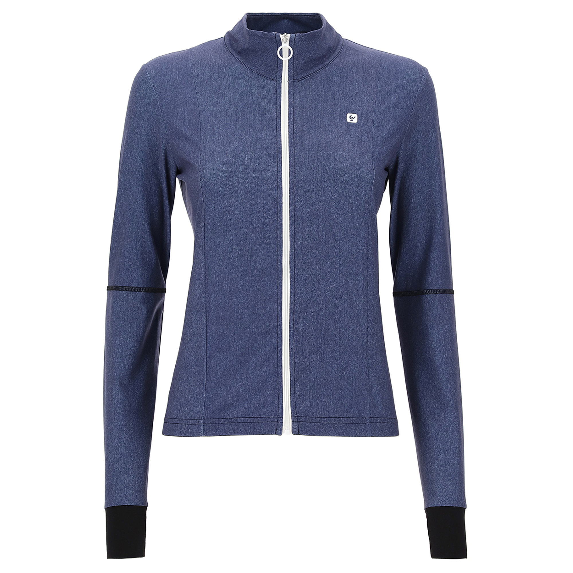 Felpa da yoga con manica lunga in jersey blu e nera Freddy vista0
