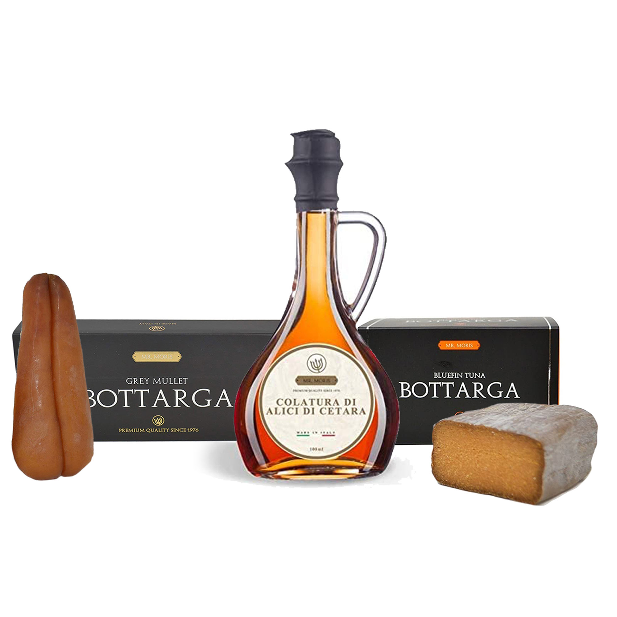 "Meren valikoima": Kosher keskikokoinen muikun mädin 120 g - Kosher suuri punatunamädin - Cetraran sardellien kastike 100 ml Mr. Moris vista0