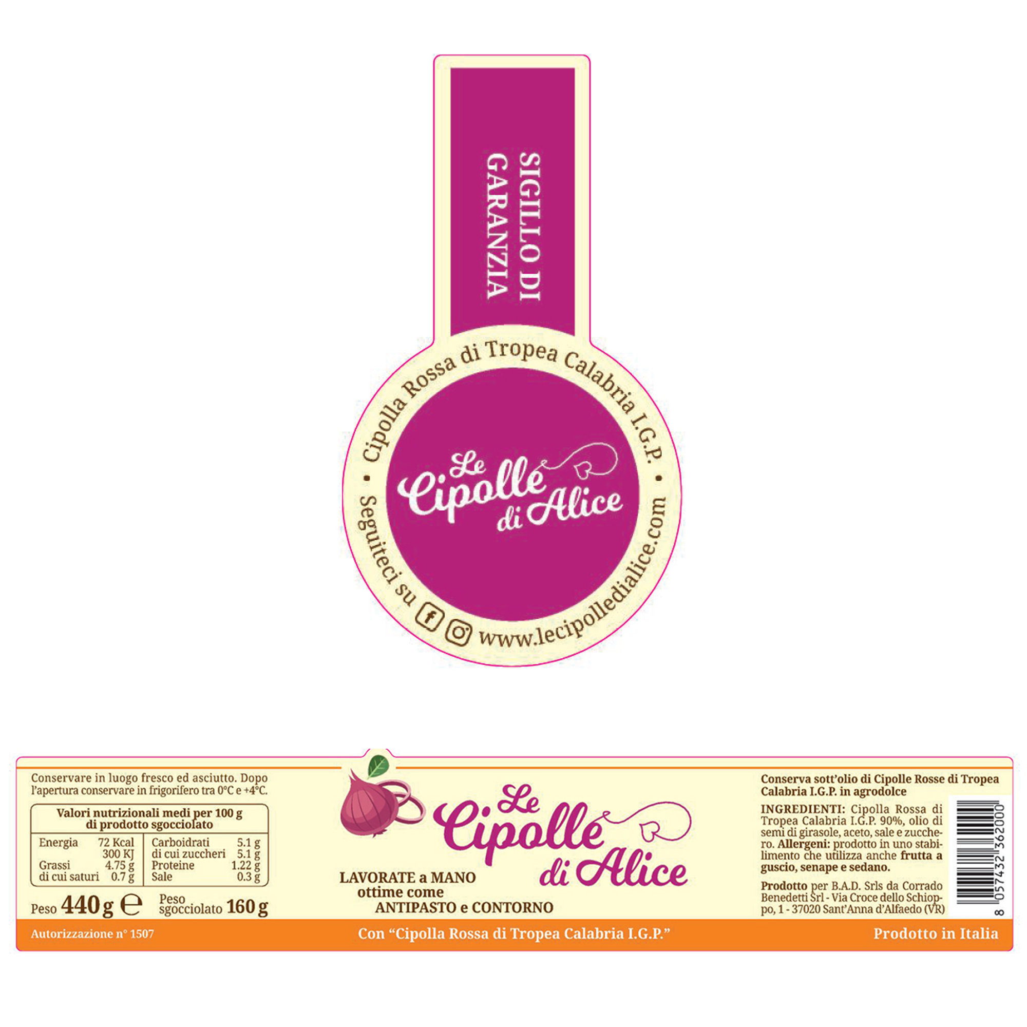 3  vasetti - Cipolle Rosse di Tropea I.G.P. 200 gr Le Cipolle di Alice vista1