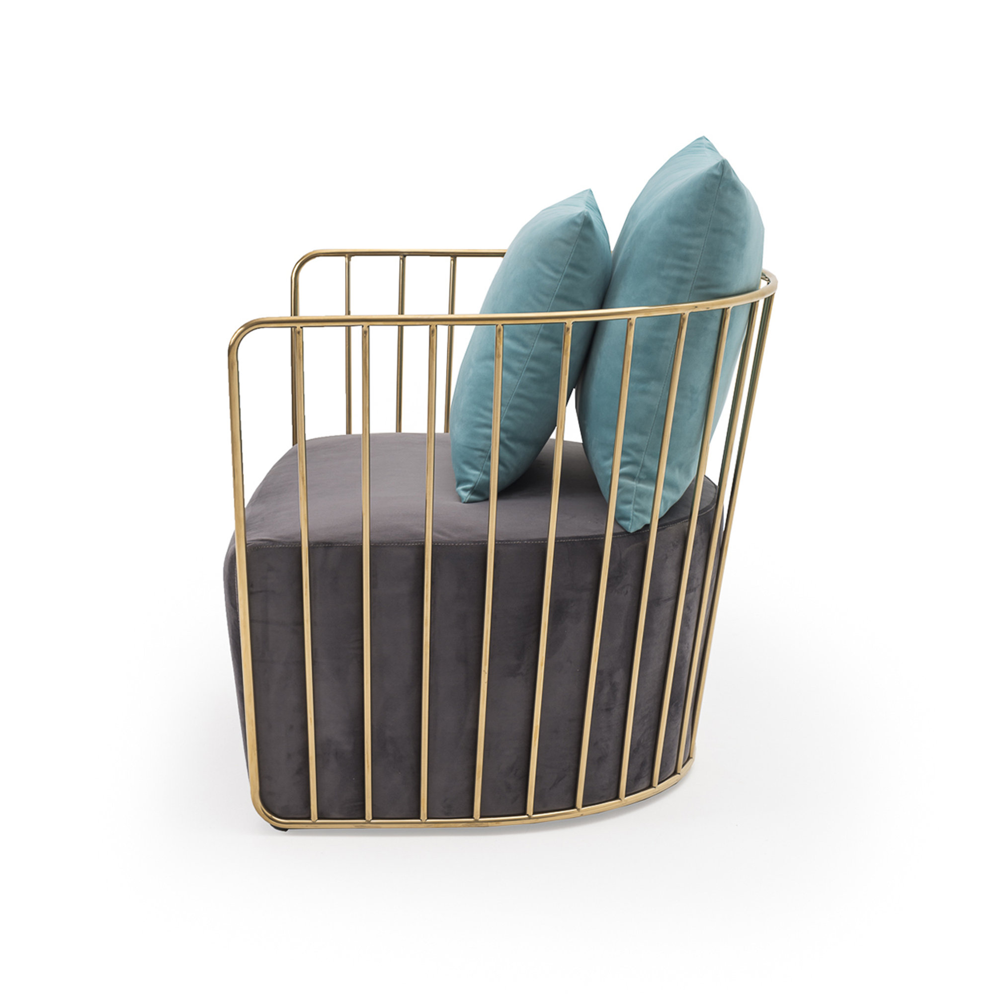 Fauteuil 1 place, or/gris foncé/bleu clair Braid vista1
