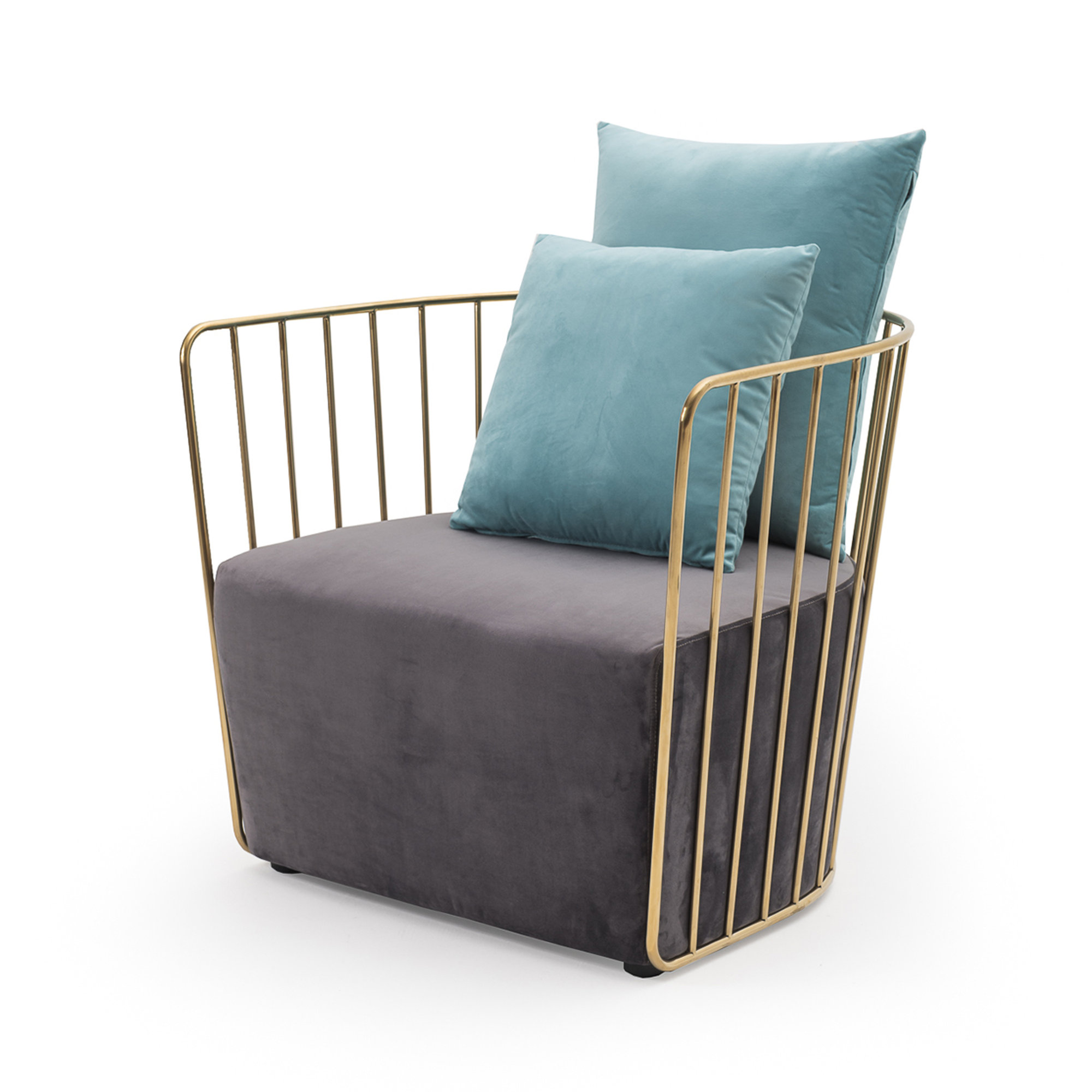Fauteuil 1 place, or/gris foncé/bleu clair Braid vista0