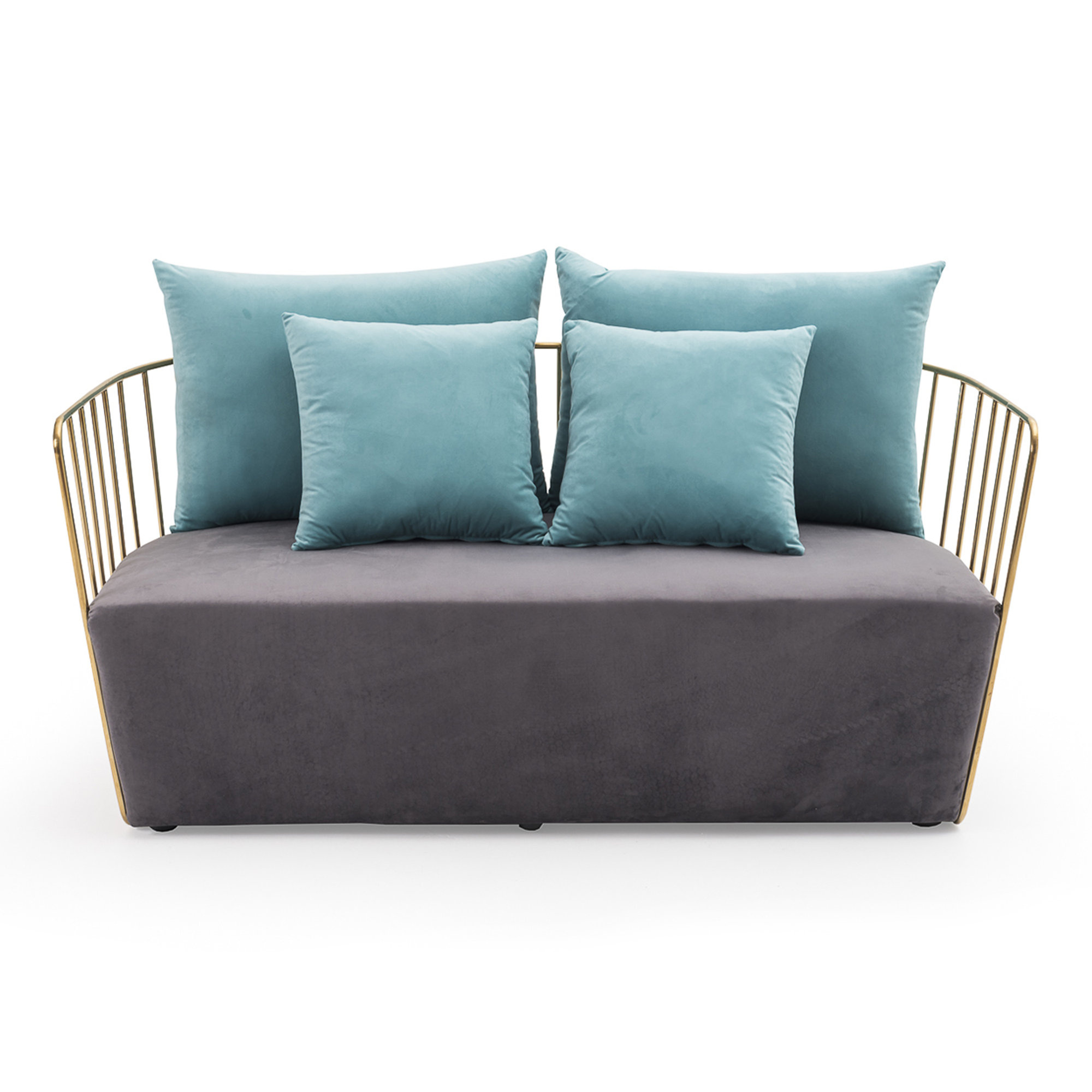 Divano 2 posti, oro/grigio scuro/azzurro Braid vista1