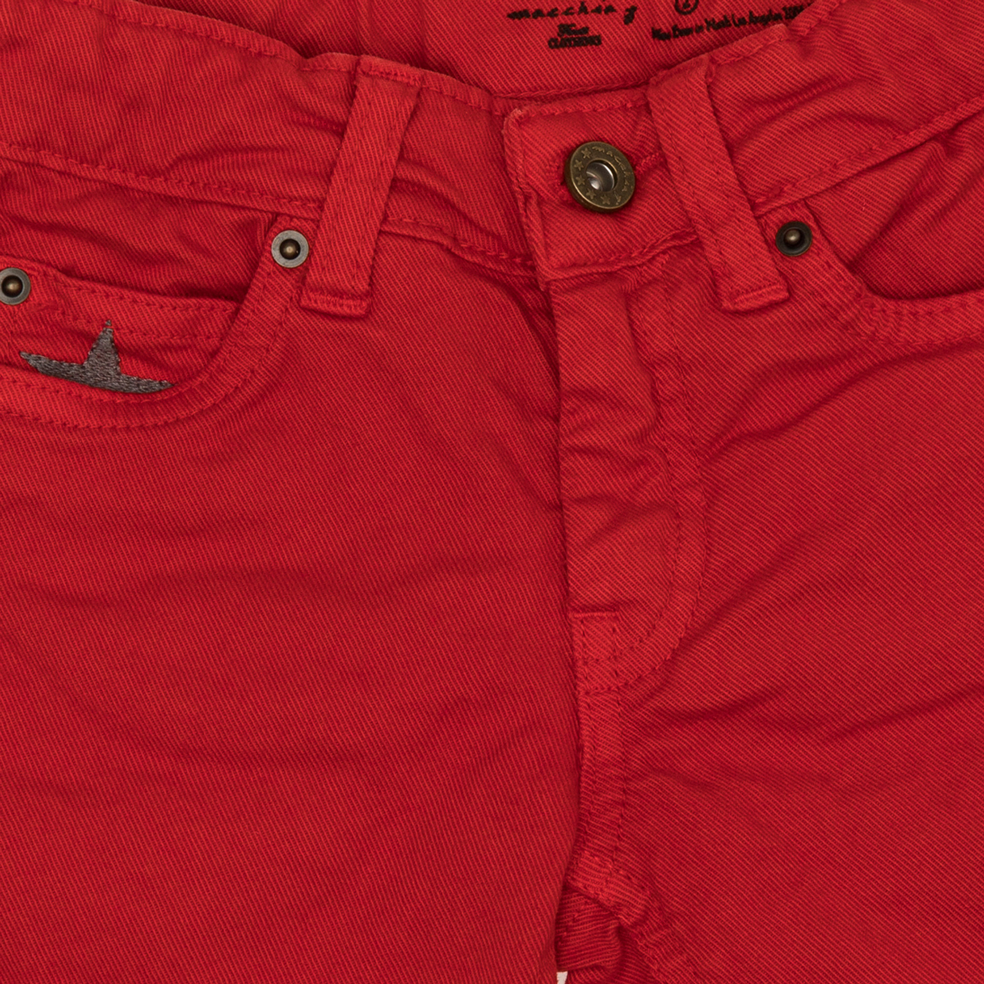 Short in denim rosso cinque tasche Macchia J vista4