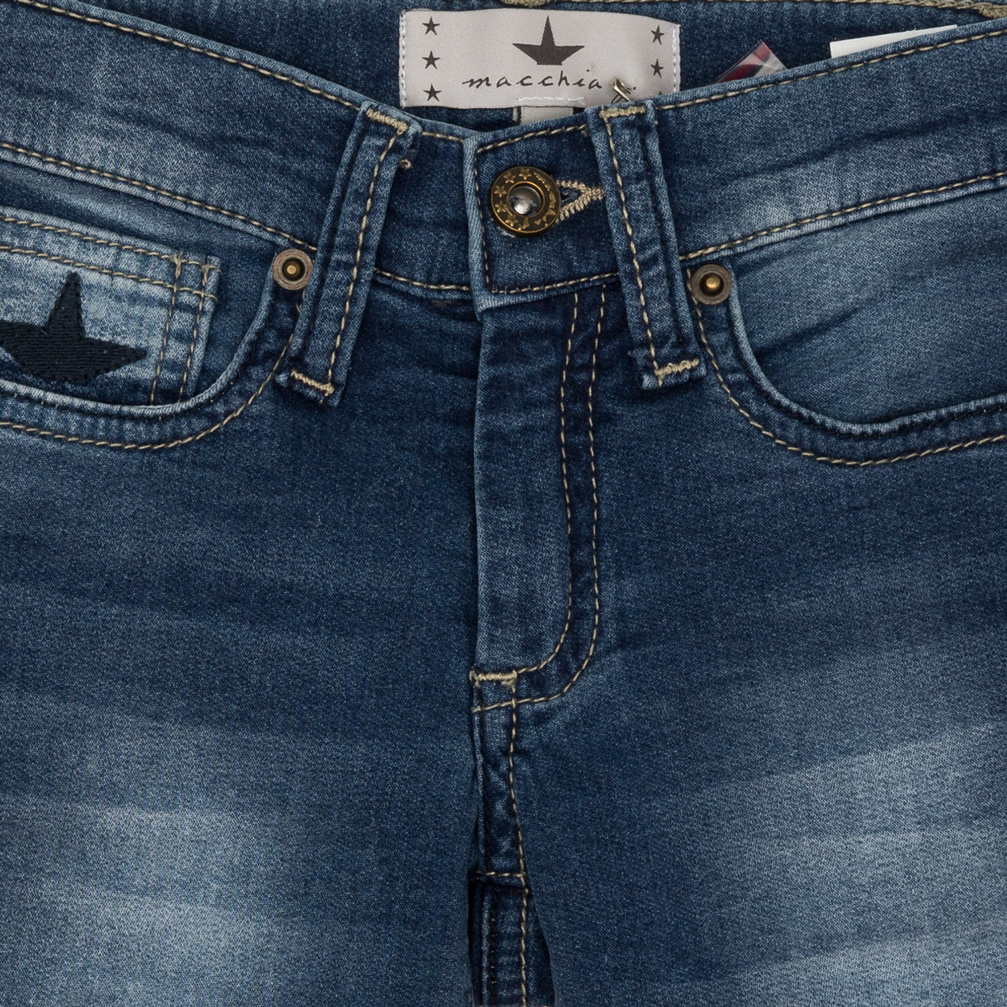 Short delavè in denim blu Macchia J vista4