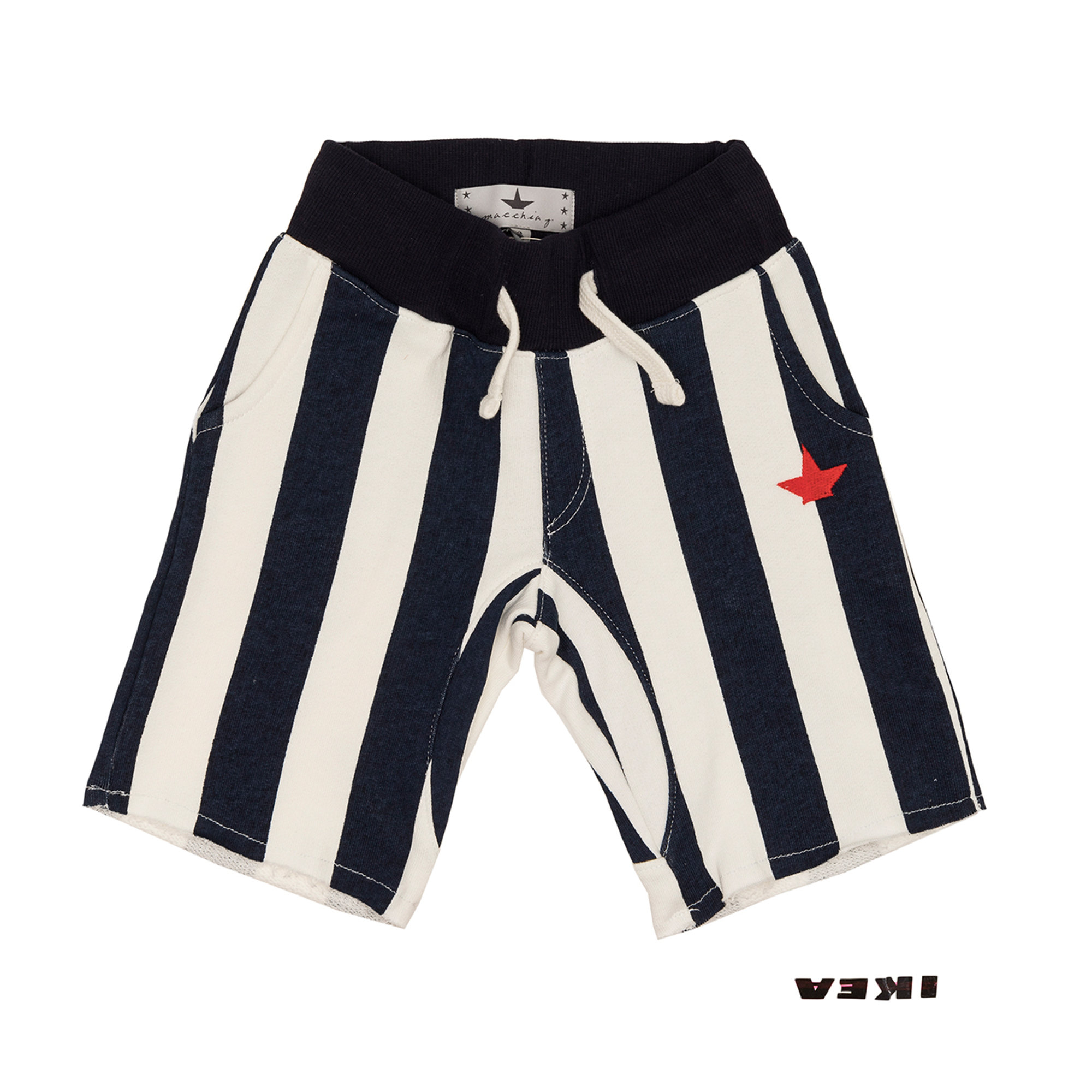 Short a righe verticali bianche e blu Macchia J vista1