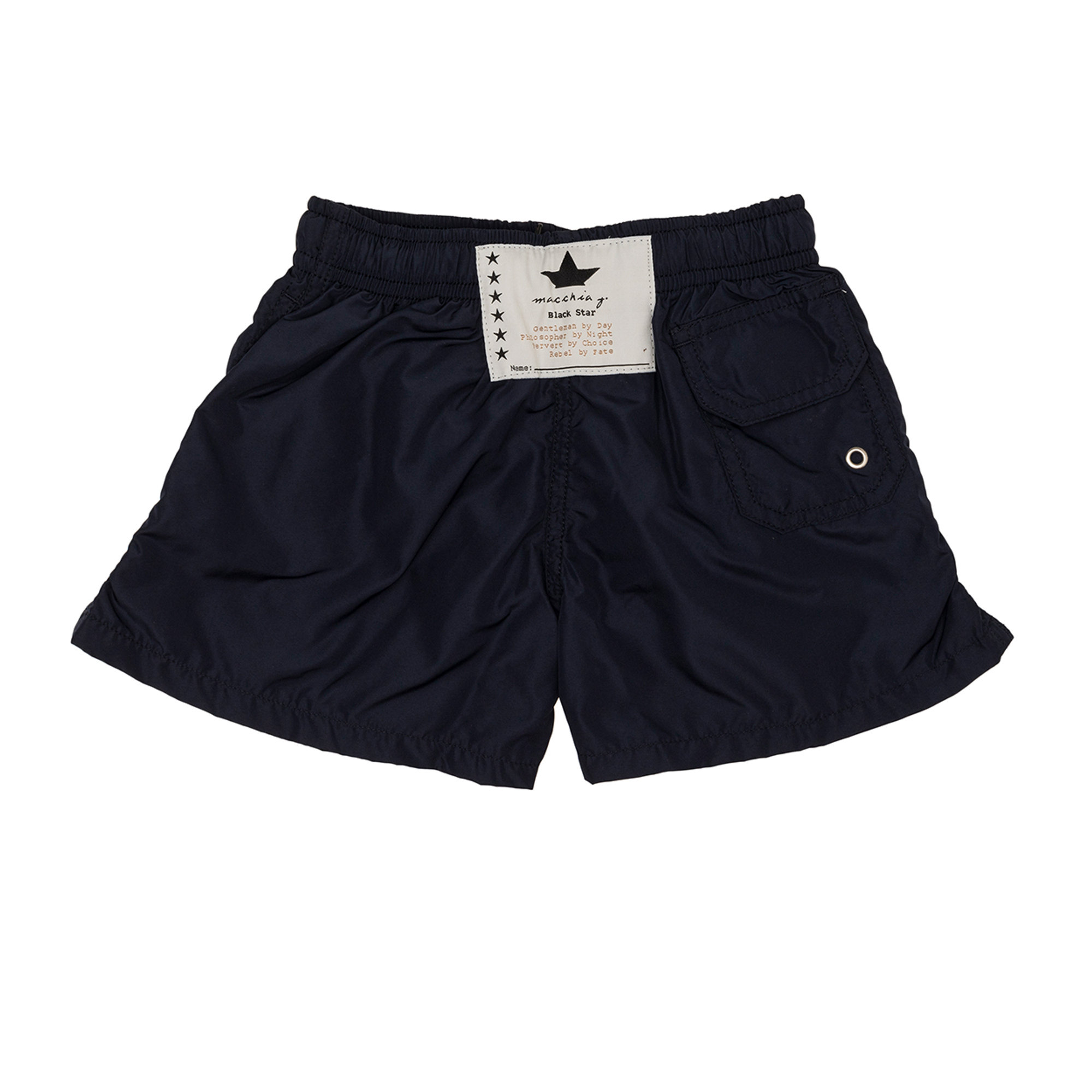 Short mare basic blu con logo Macchia J vista1