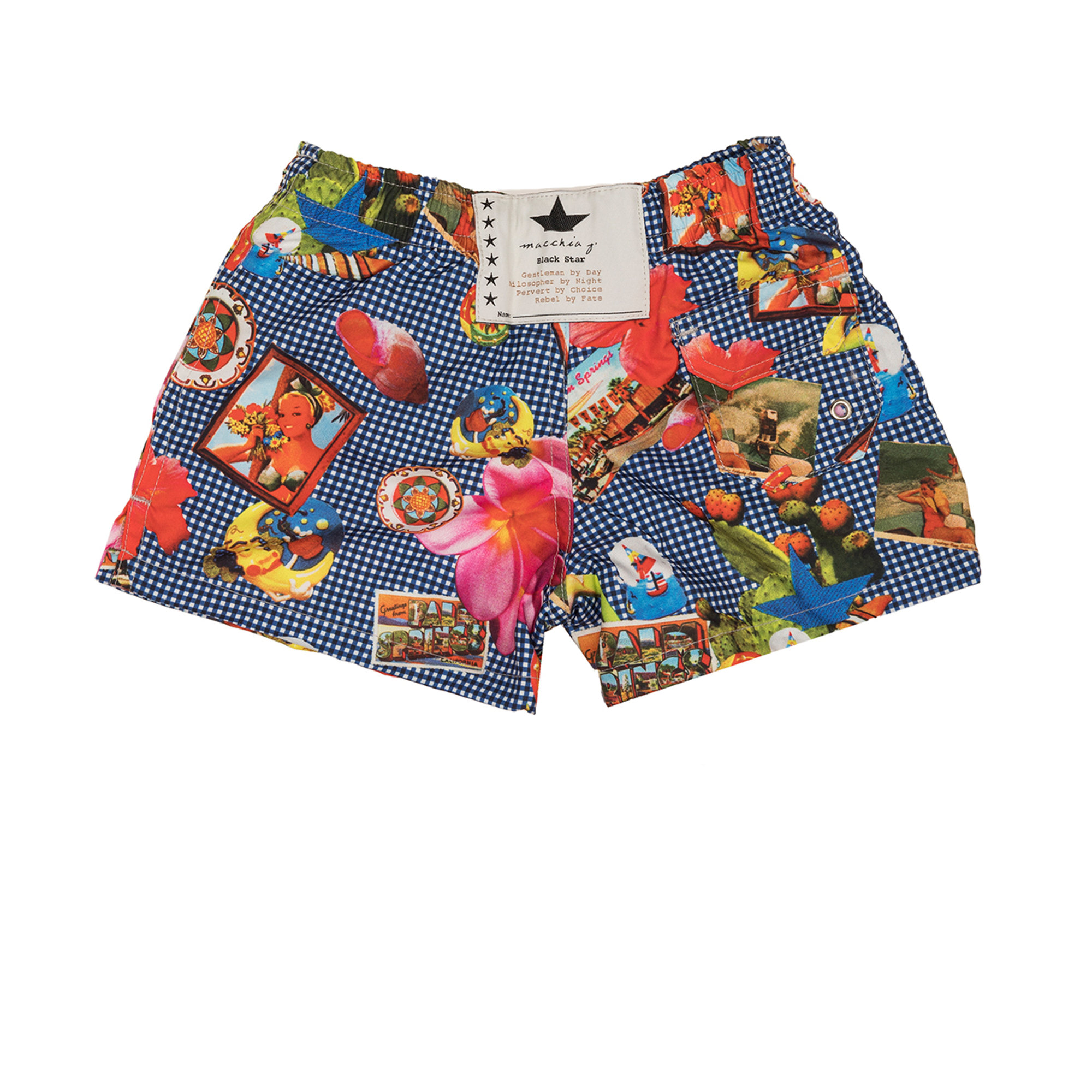 Short mare a quadretti con stampe colorate Macchia J vista2