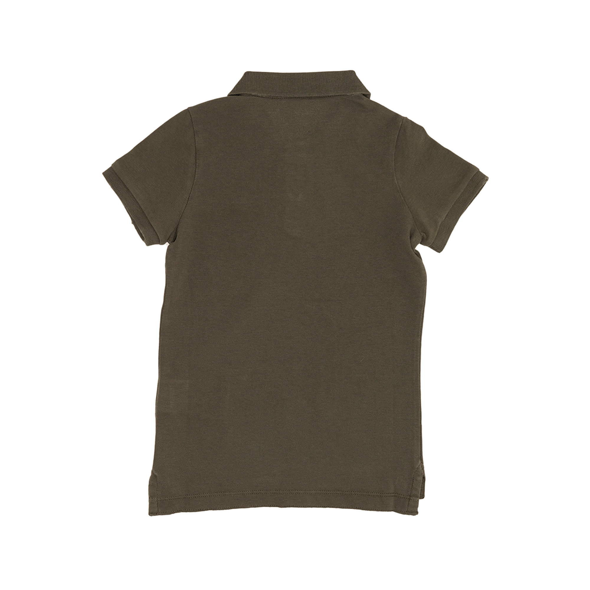 Polo verde militare delavè con logo ricamato Macchia J vista1
