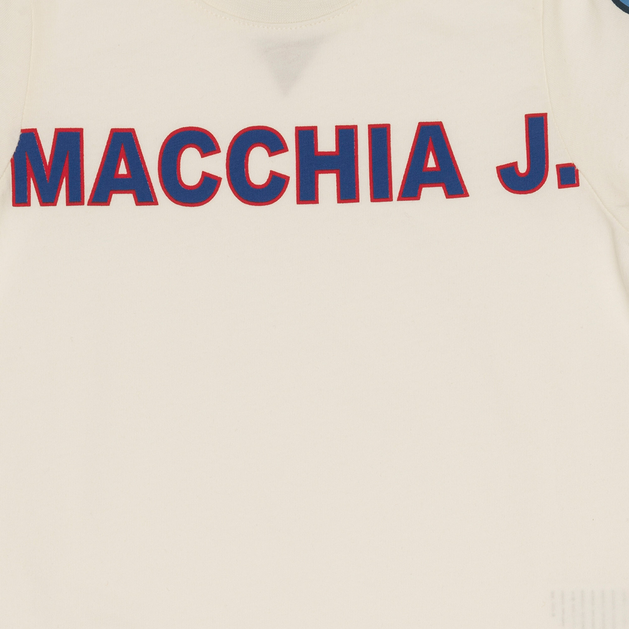 T-shirt bianca con stampe colorate e logo Macchia J vista2