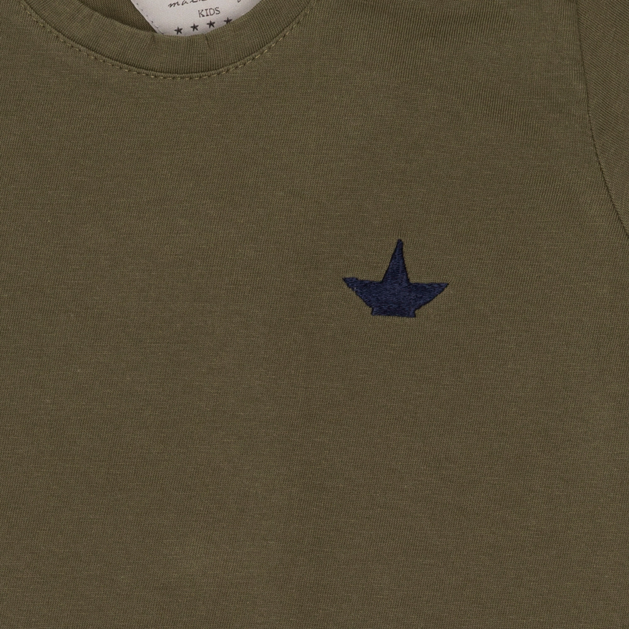 T-shirt verde militare basic con stampa sulla schiena Macchia J vista2