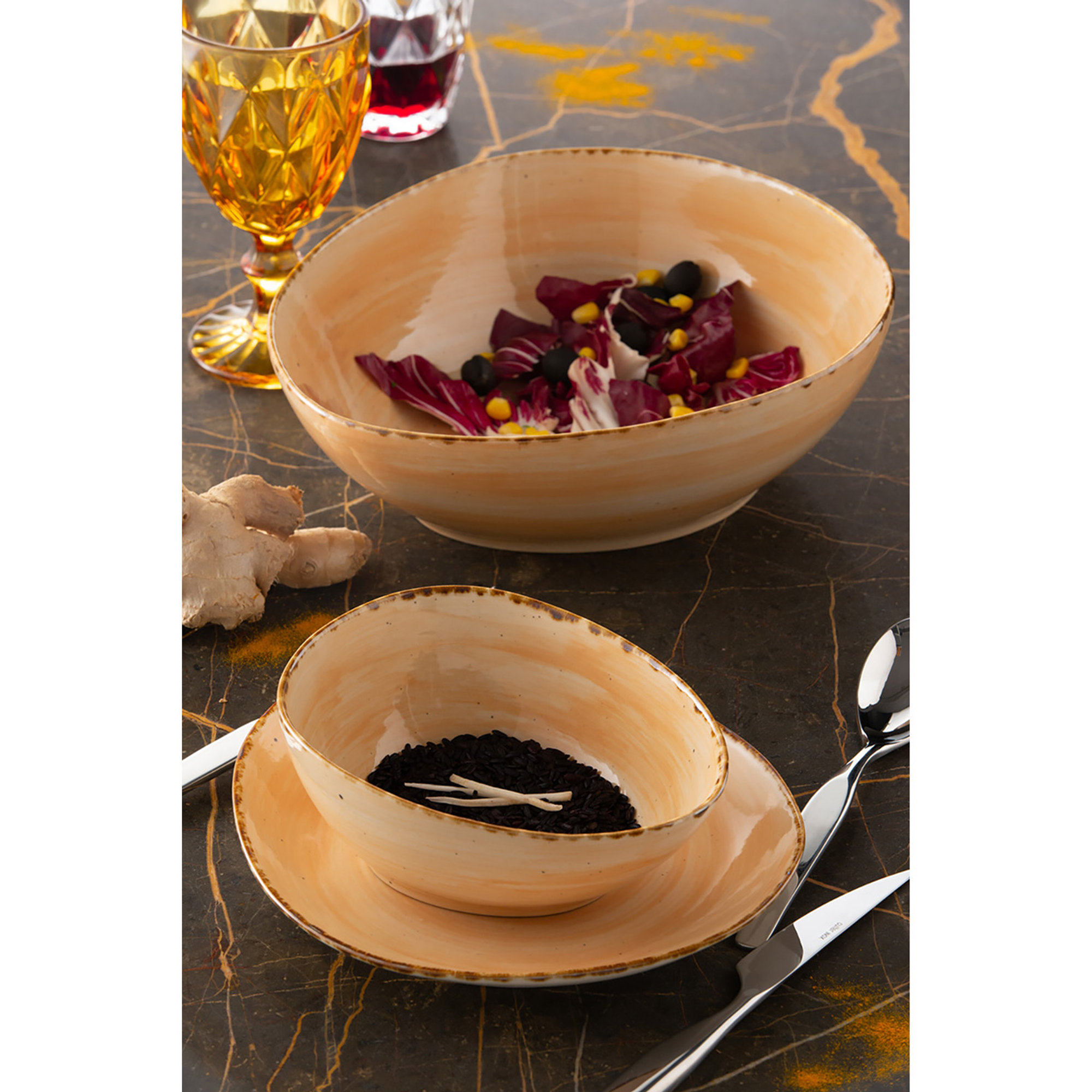 Set 2 pasta bowl alta cucina zenzero beige Kaleidos vista4