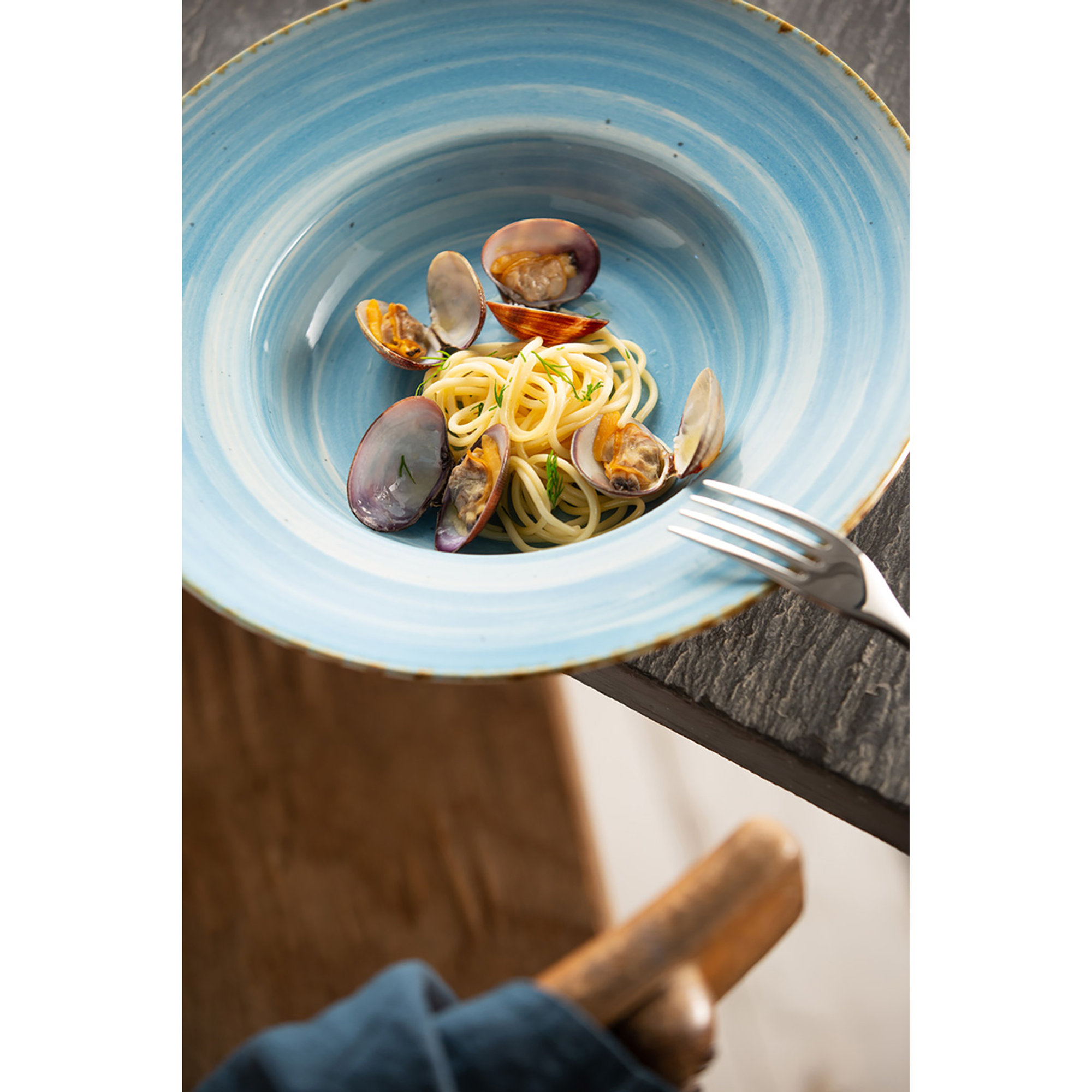 Set 2 pasta bowl alta cucina azzurro anice Kaleidos vista5