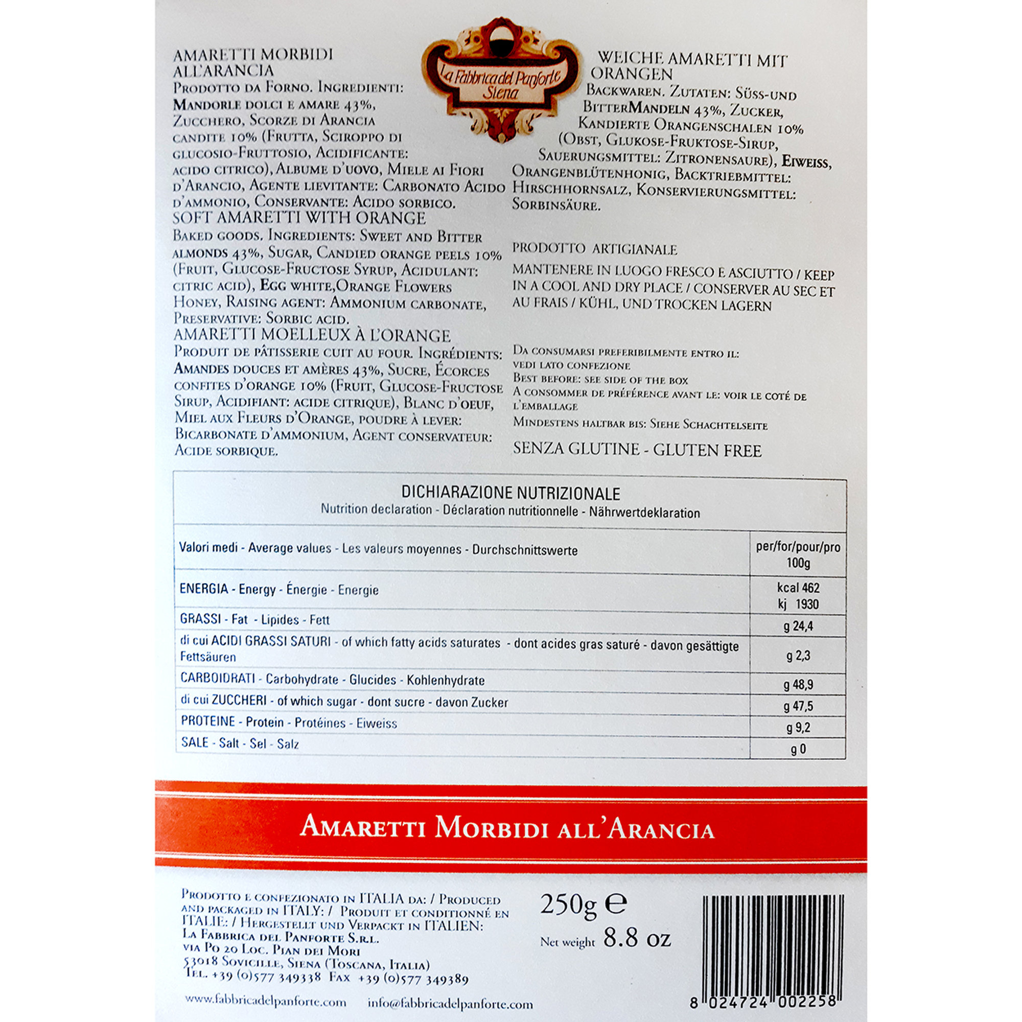 3 Amaretti doux assortis 250 gr : Amaretto doux à l'amande - Amaretto doux à l'orange - Amaretto doux au cacao La Fabbrica del Panforte vista3
