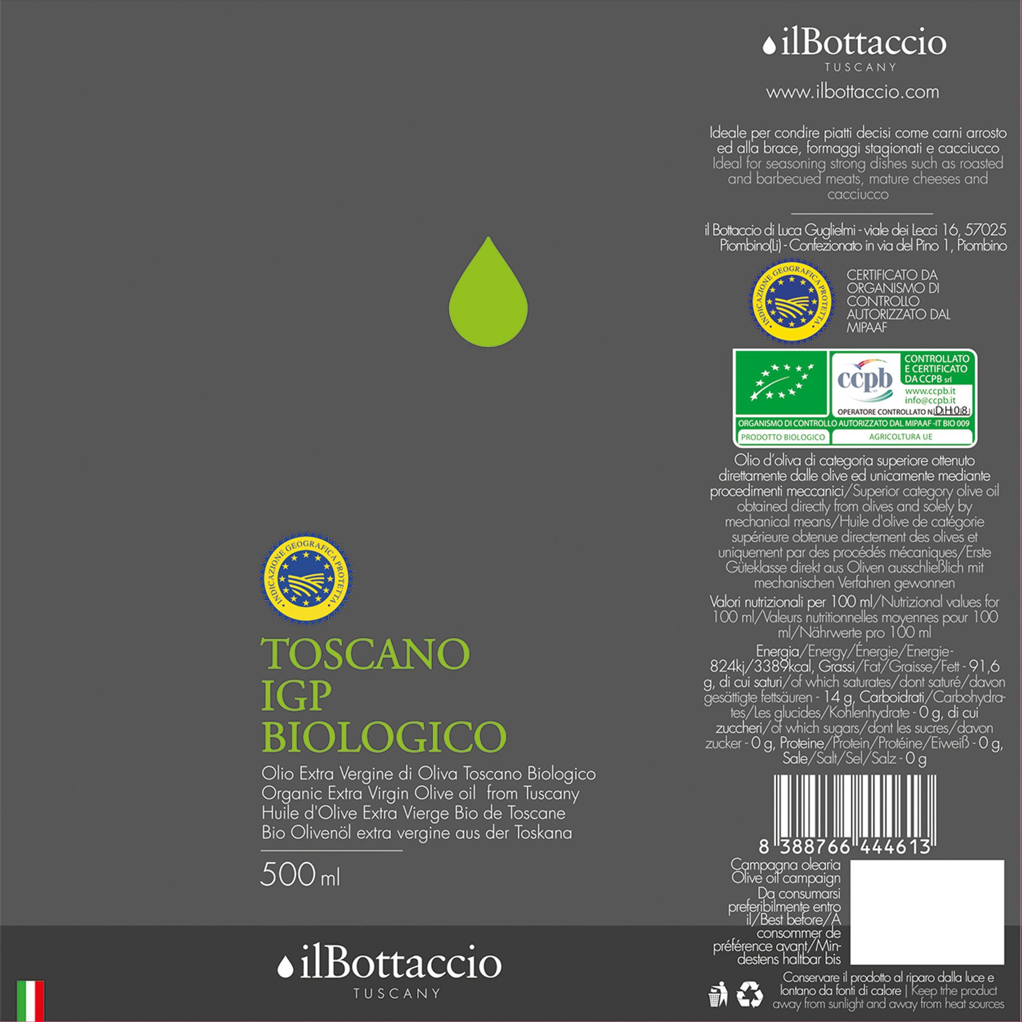Bottiglia  - Toscano IGP Biologico 500 ml Il Bottaccio vista1