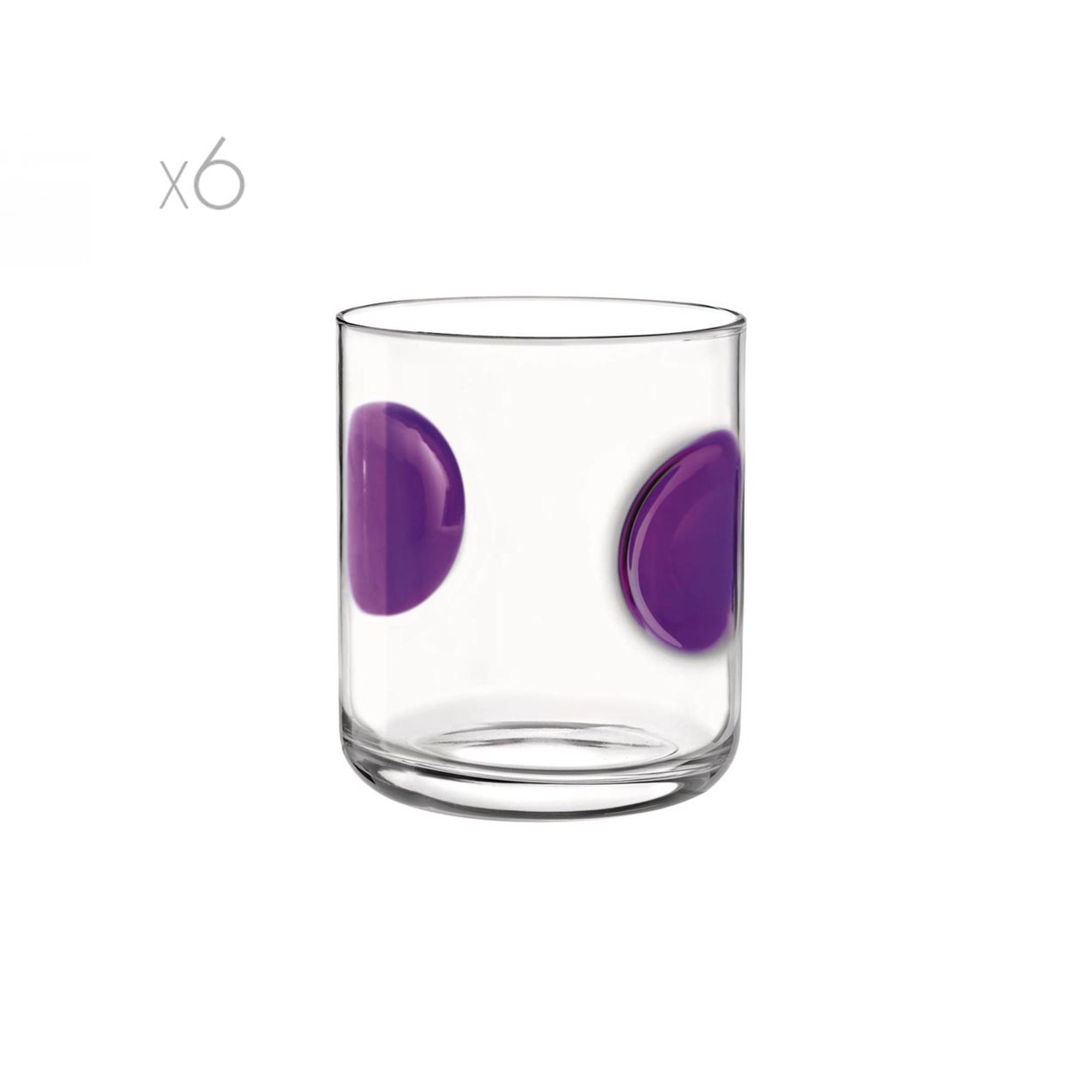 Set 6 bicchieri acqua con bolle Giove, viola/trasparente Bormioli vista0
