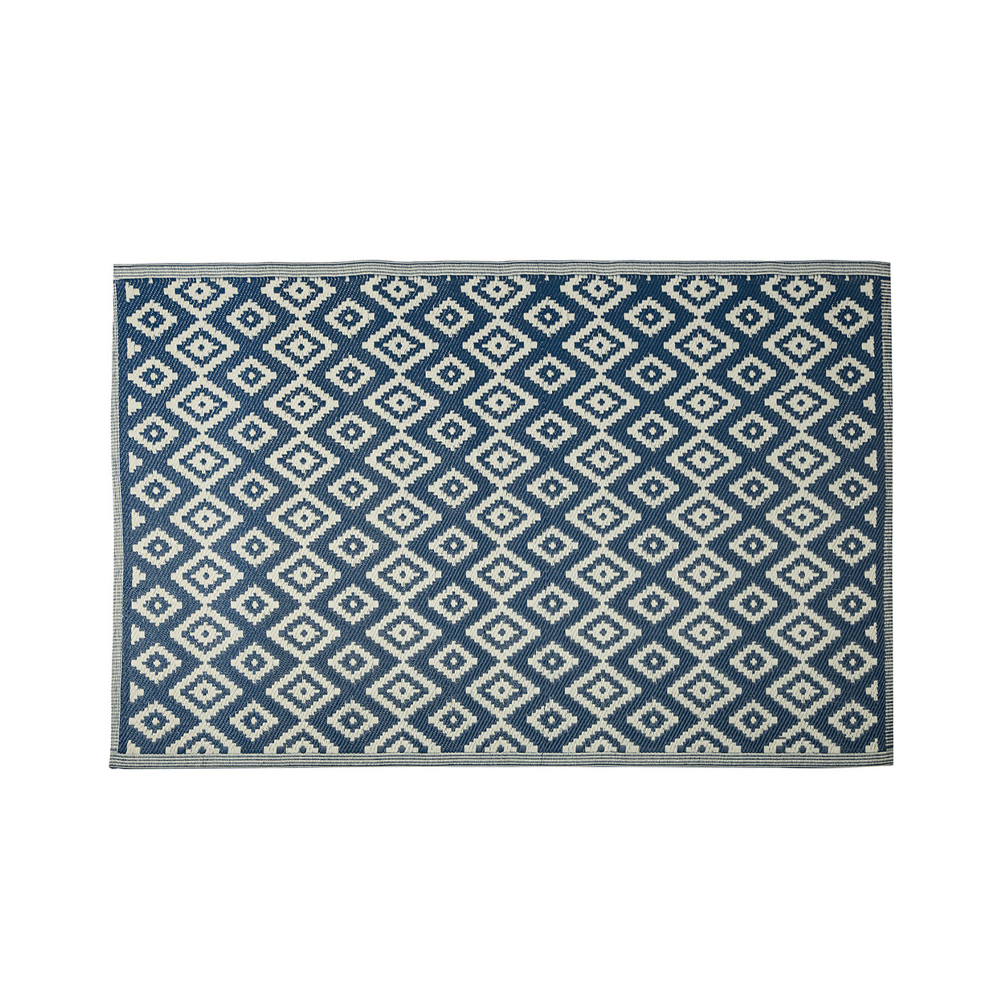 Tapis en polypropylène losange, bleu/blanc Casa al mare vista1