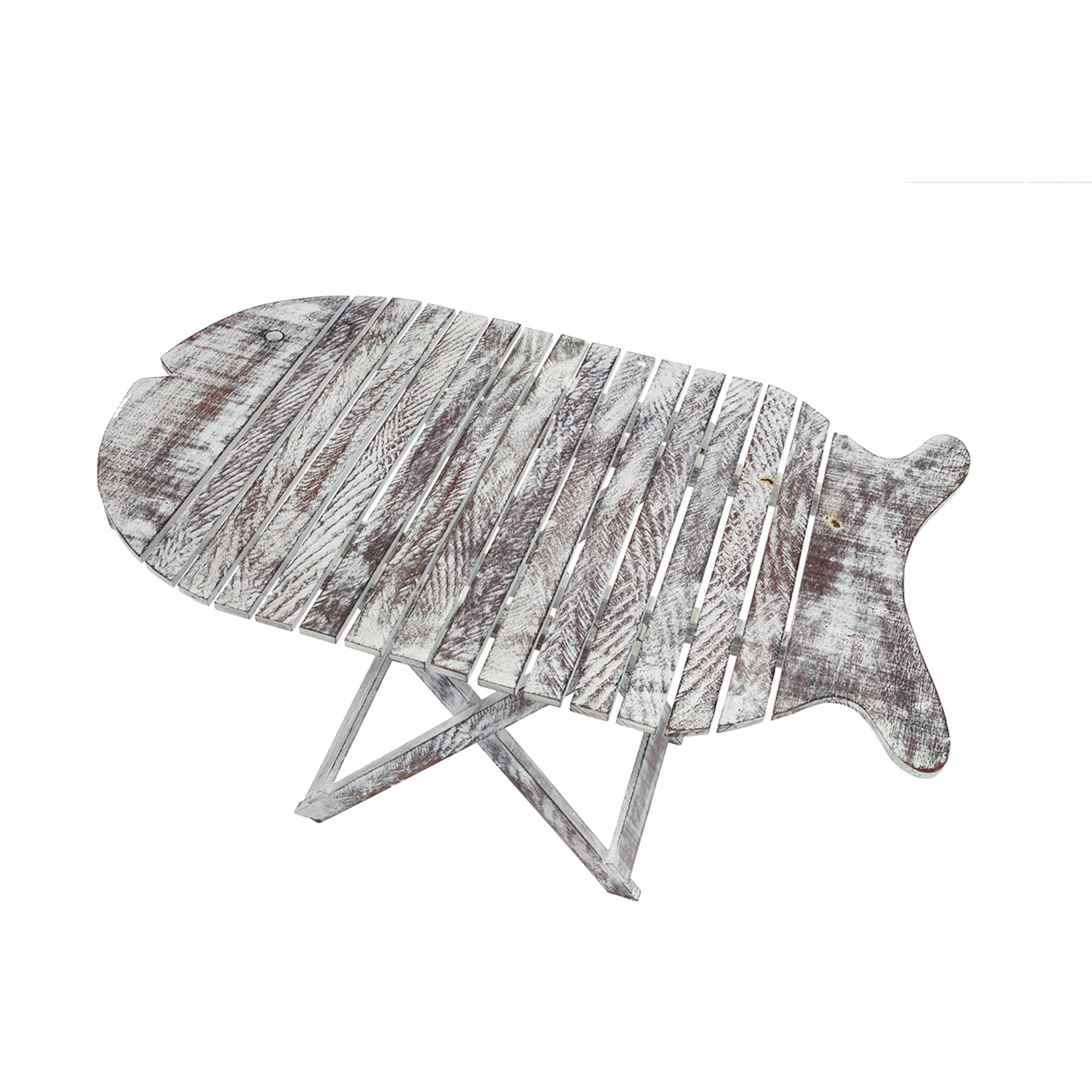 Table basse pliante en forme de poisson en bois, blanc Casa al mare vista3