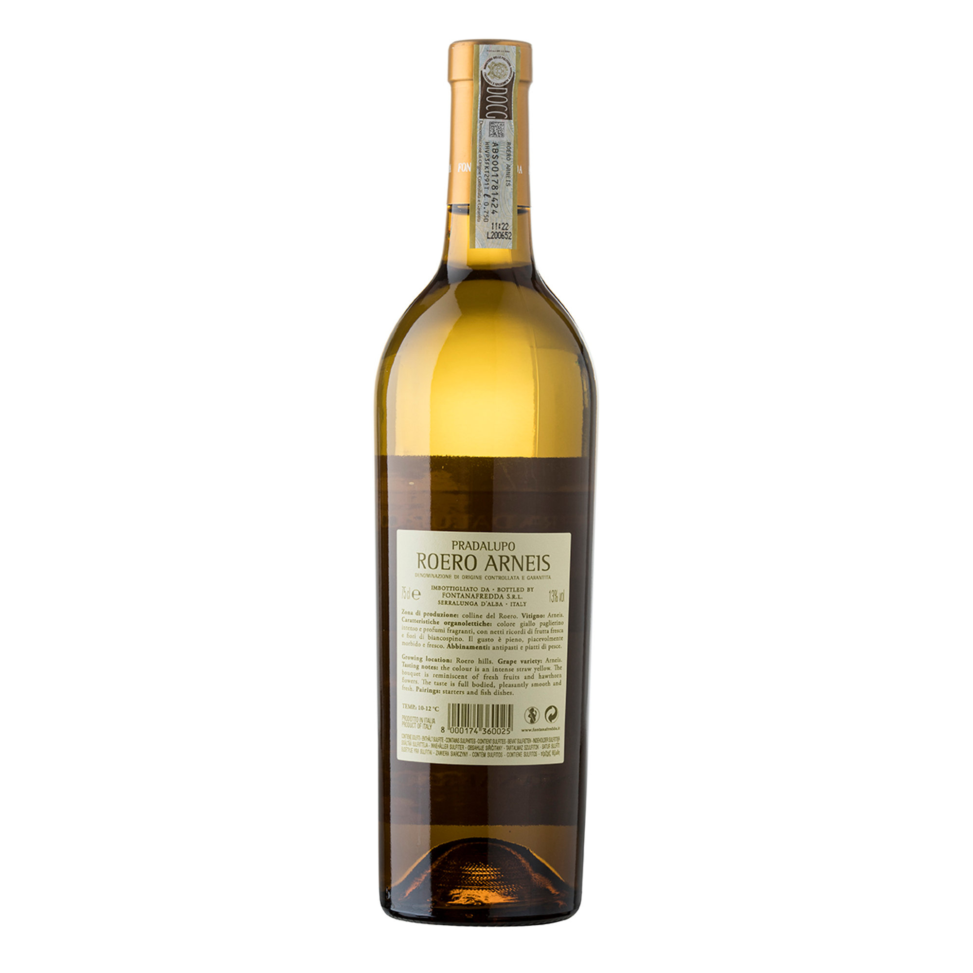 1 bottiglia - Roero Arneis DOCG Pradalupo 2018 Fontanafredda vista1