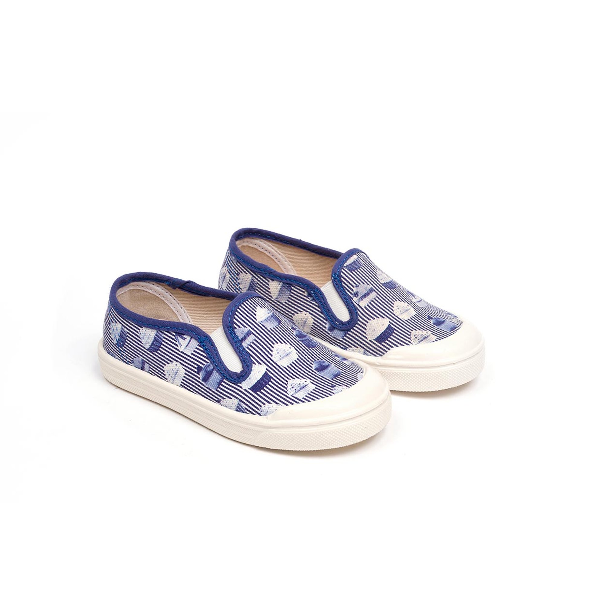 Slipon in tessuto con elastici, fondo gomma blu Pepè shoes vista0