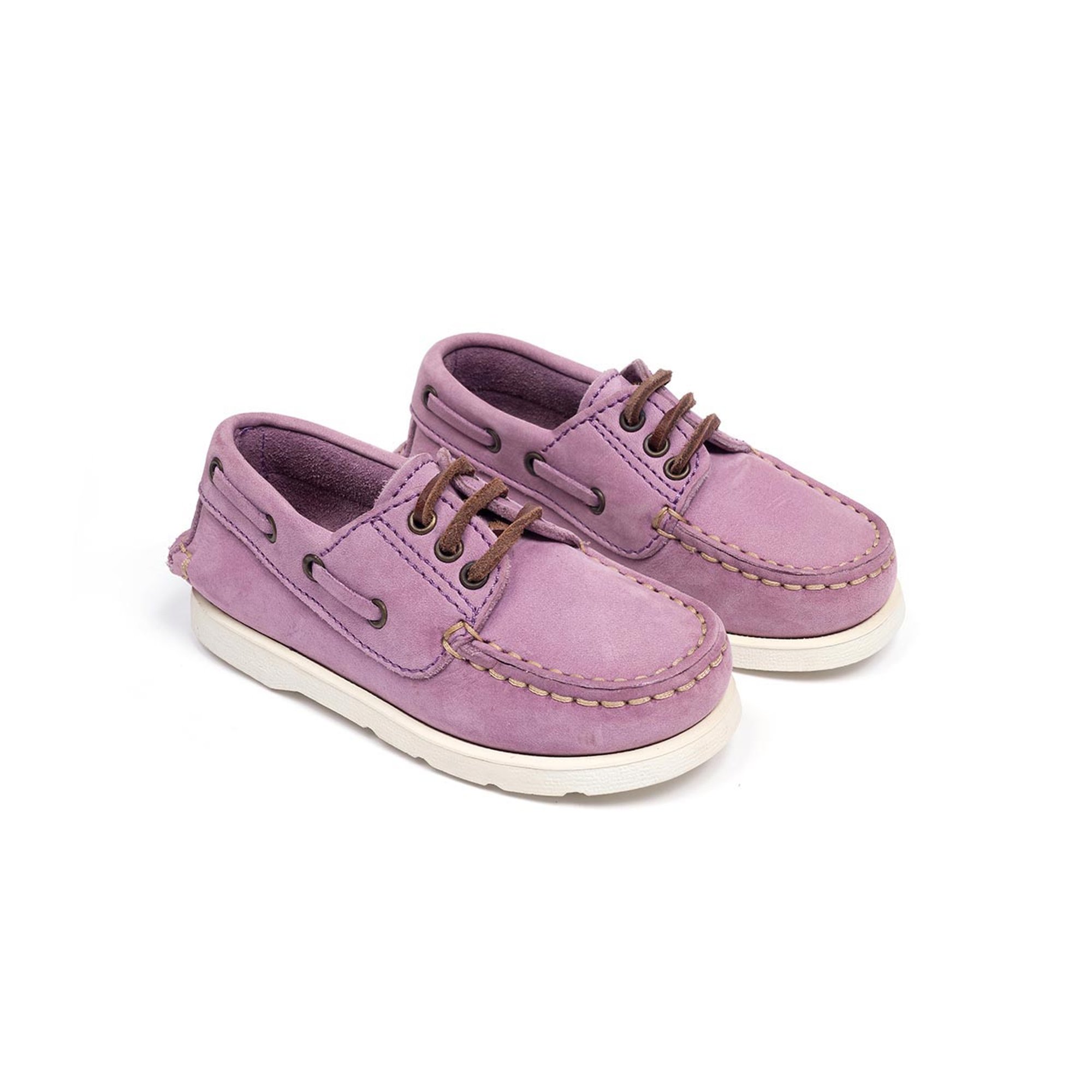Scarpina da barca in pelle delavè viola Pepè shoes vista0