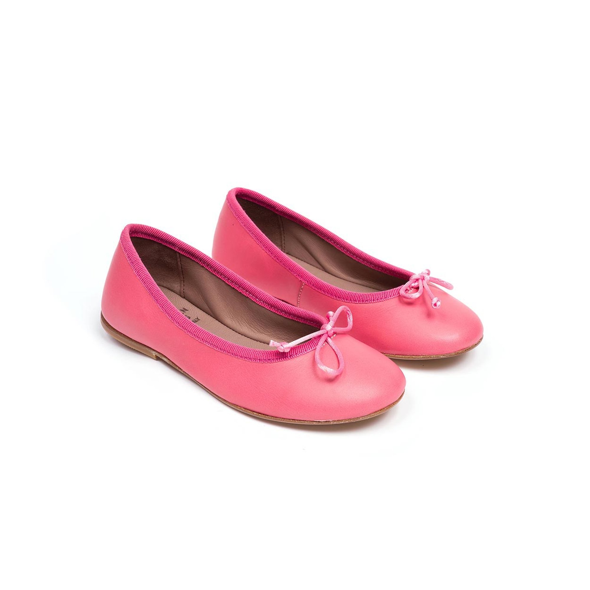 Ballerina in pelle con fiocco rosa Pepè shoes vista0