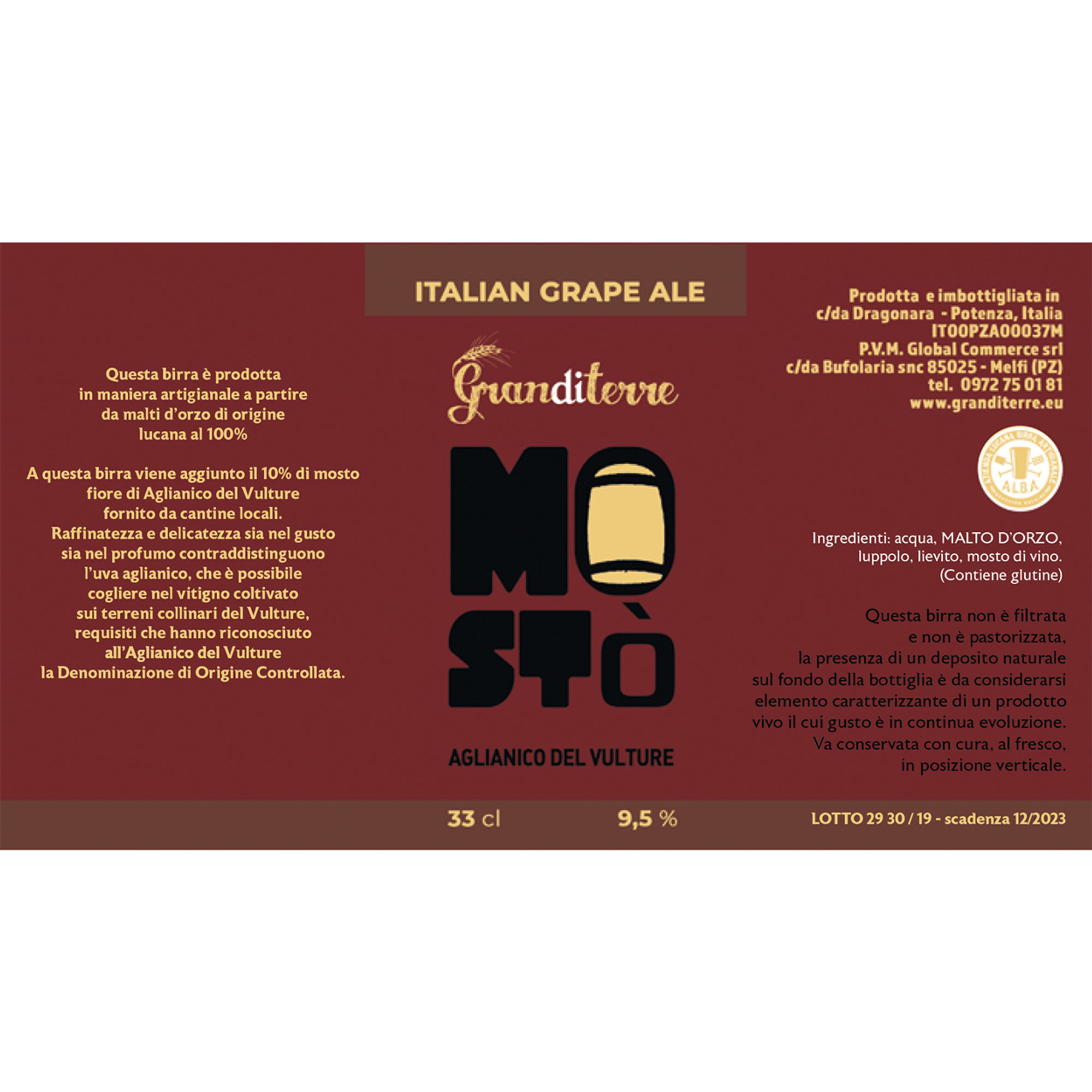 6 botellas - Cerveza Mostò 33 cl Grandi Terre vista1